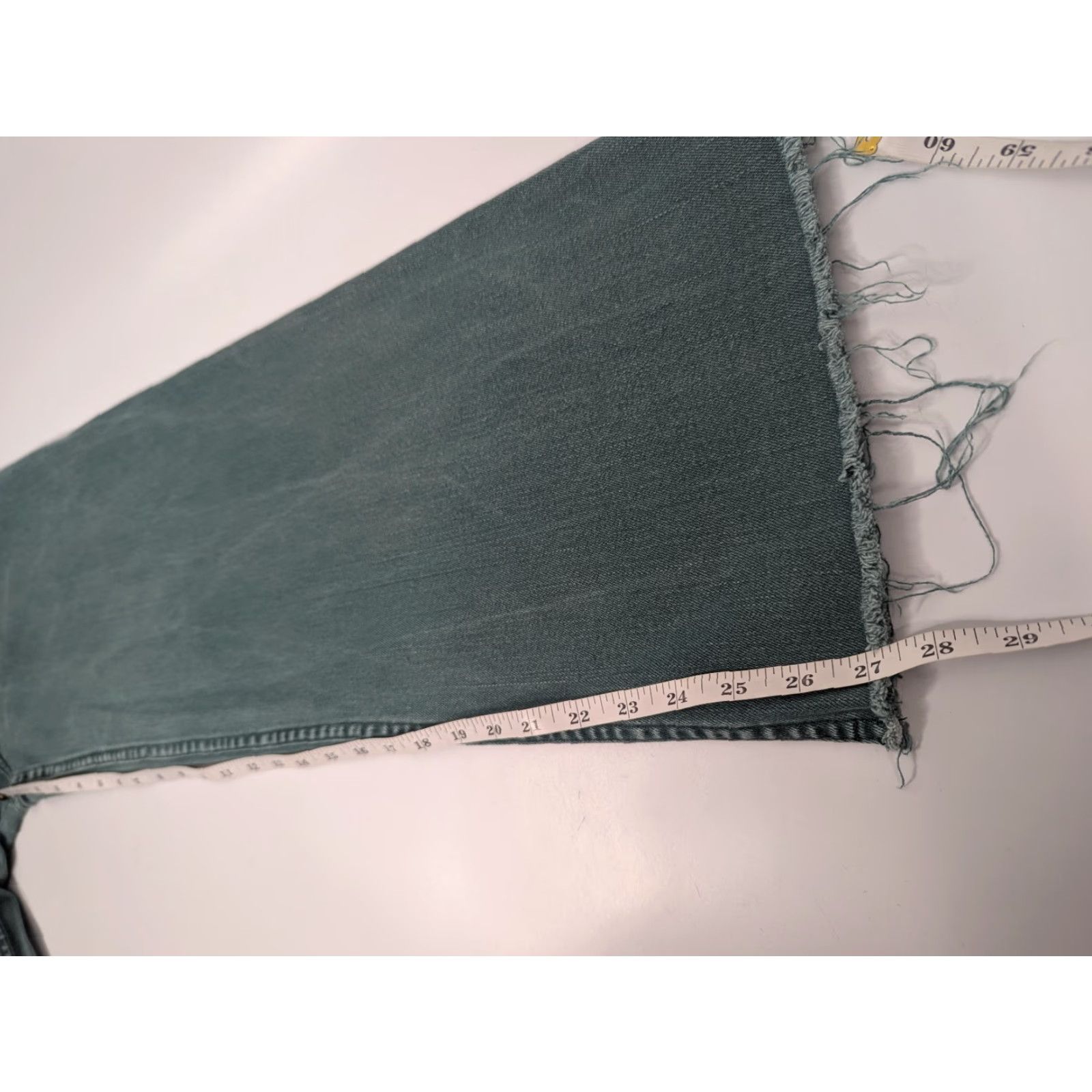 Vintage VINTAGE Miou Muse Jeans Women Medium Green Wide Leg Raw Hem High Rise Cotton Blend Size 32" / US 10 / IT 46 - 7 Thumbnail