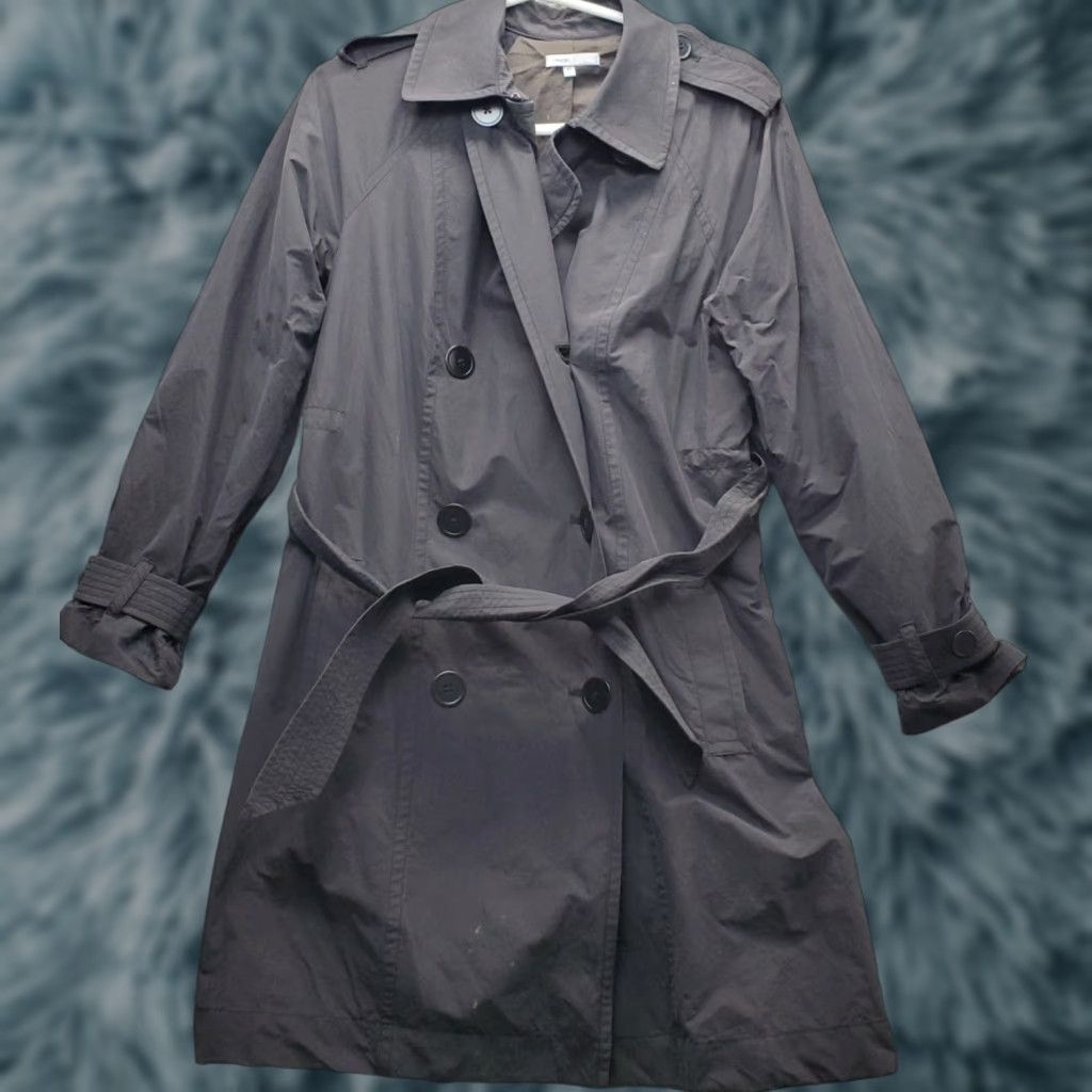 Vince Vince Trench Coat Womens XS Black Lined Double Breasted Collared Belted Waist Coat Size XS / US 0-2 / IT 36-38 - 1 Thumbnail