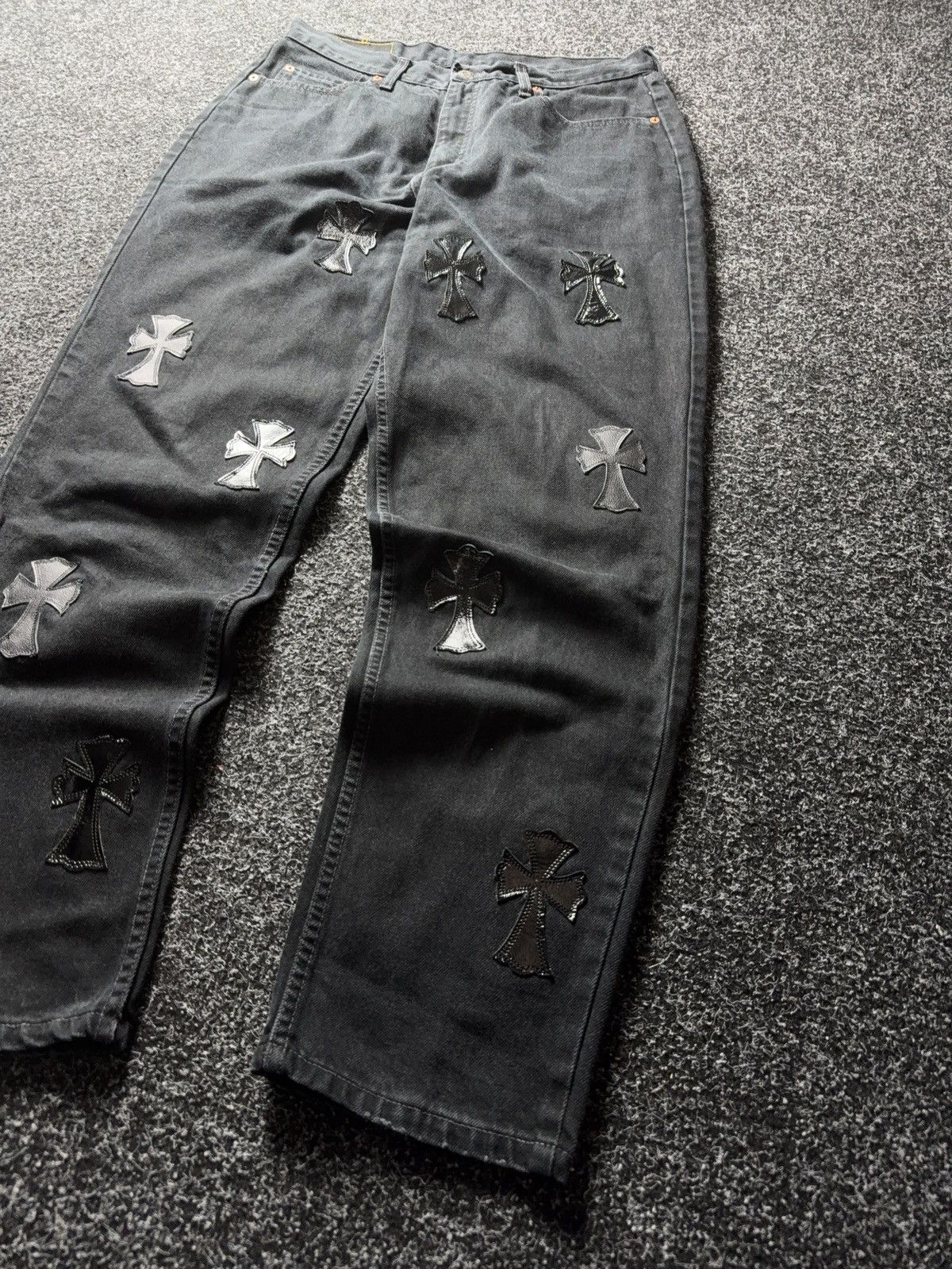 Vintage Vintage 90s Custom Chrome Hearts Style Cross Denim Jeans Size US 33 - 3 Thumbnail