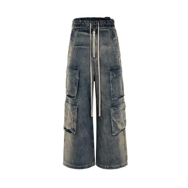 Jean Unisex Multi-pockets Drawstring Jeans Size US 31 - 4 Thumbnail