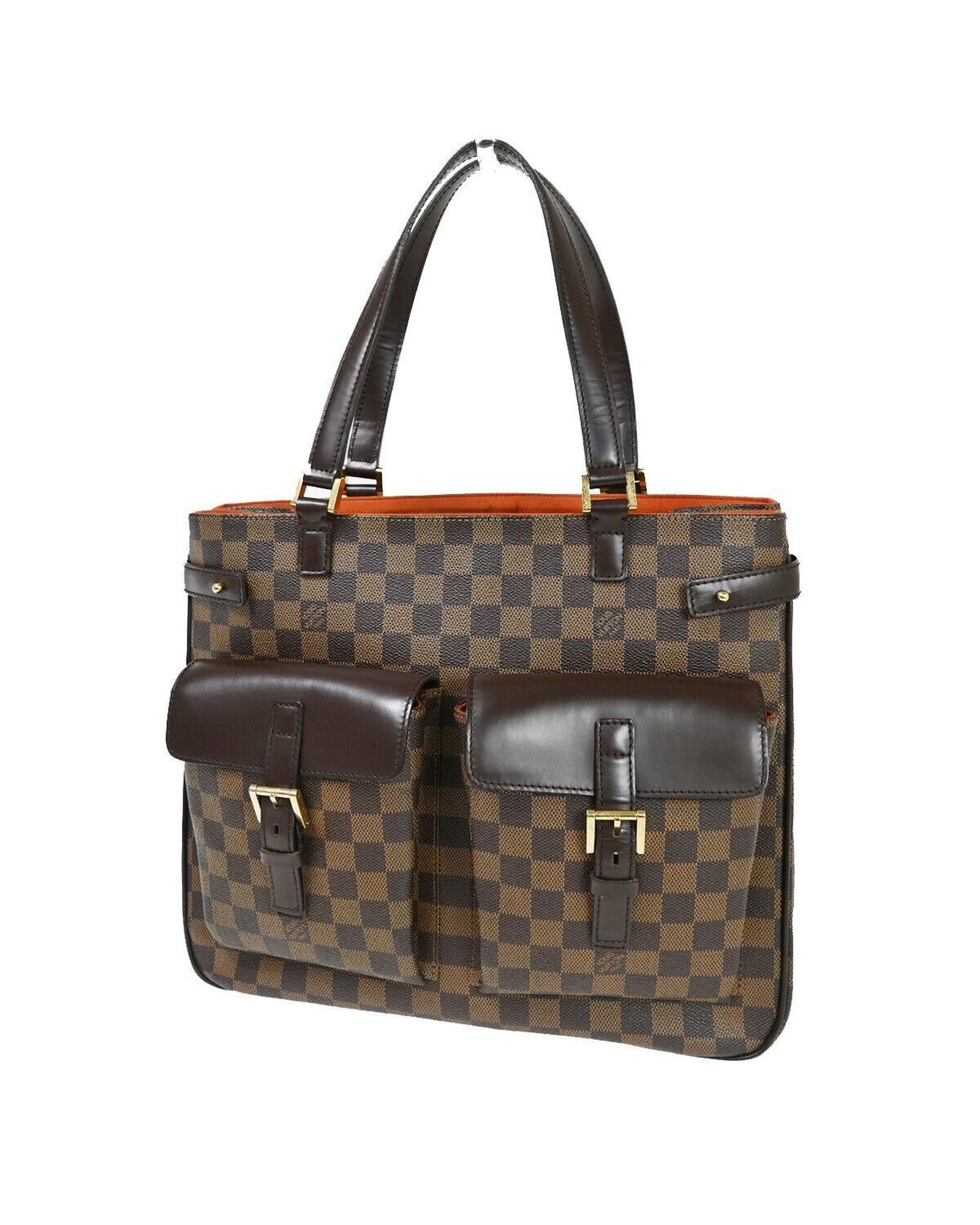 Louis Vuitton Checkerboard Tote Bag With Leather Trim And Zipper