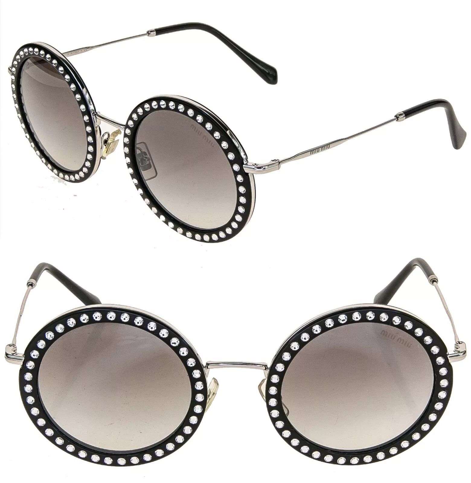 Miu Miu MIU MIU DELICE 59U Black Silver Crystal Stud Retro MU59US Size ONE SIZE - 1 Thumbnail