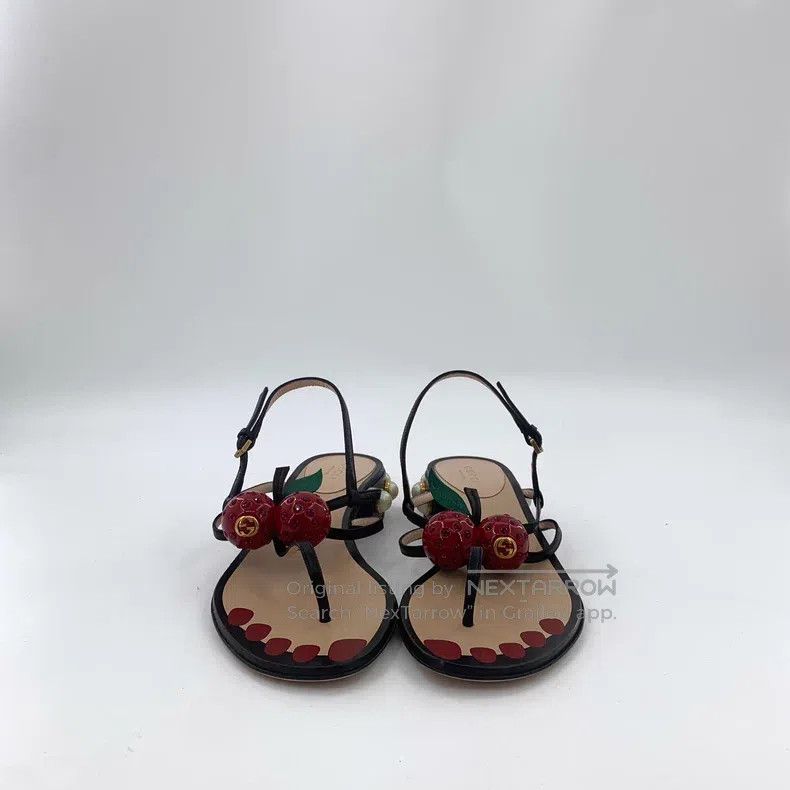 Gucci Gucci Black pearl cherry decorative clip toe sandals Size US 6.5 / IT 36.5 - 3 Thumbnail