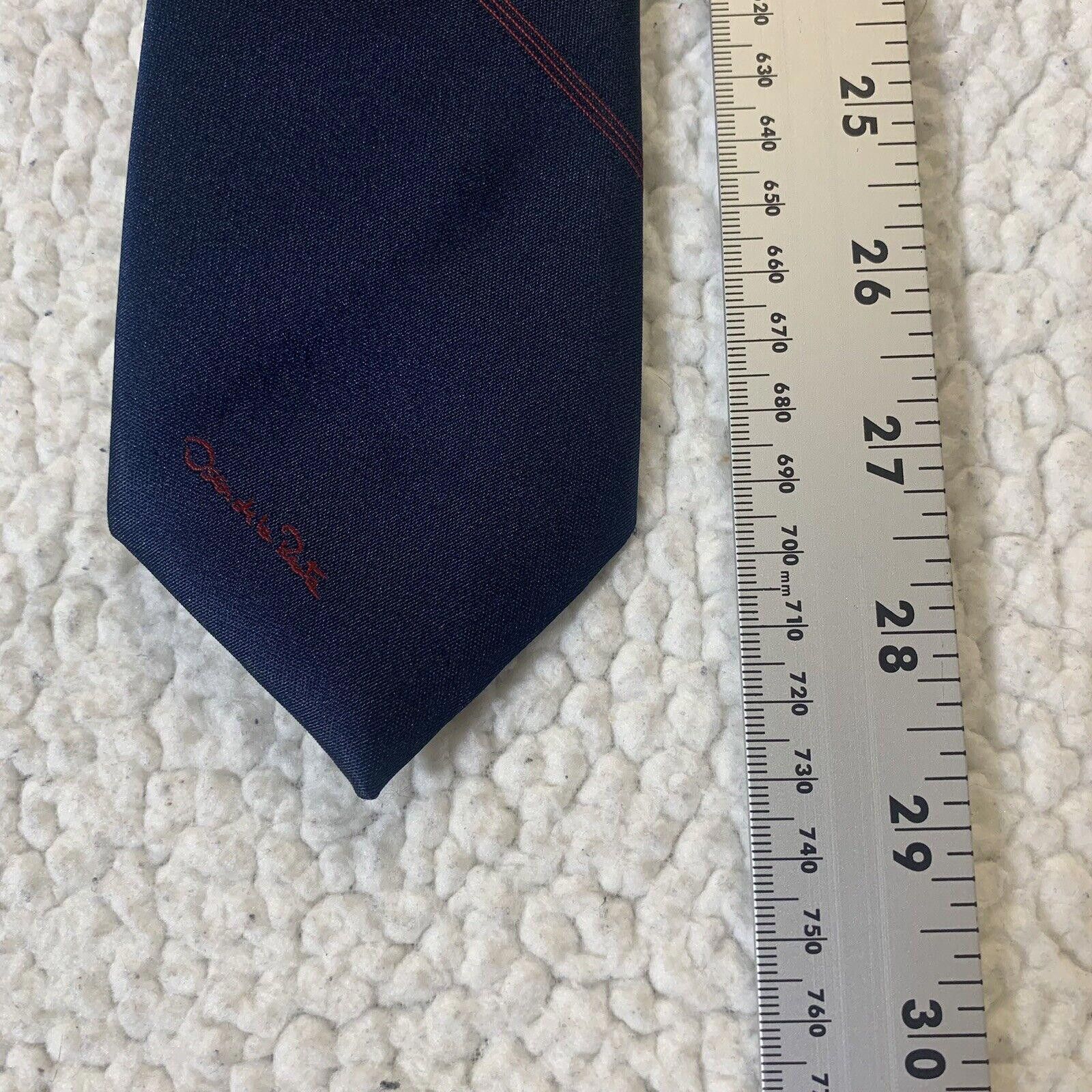 Oscar De La Renta Oscar de la Renta Tie Navy Diagonal Red Striped Signature Size ONE SIZE - 7 Thumbnail