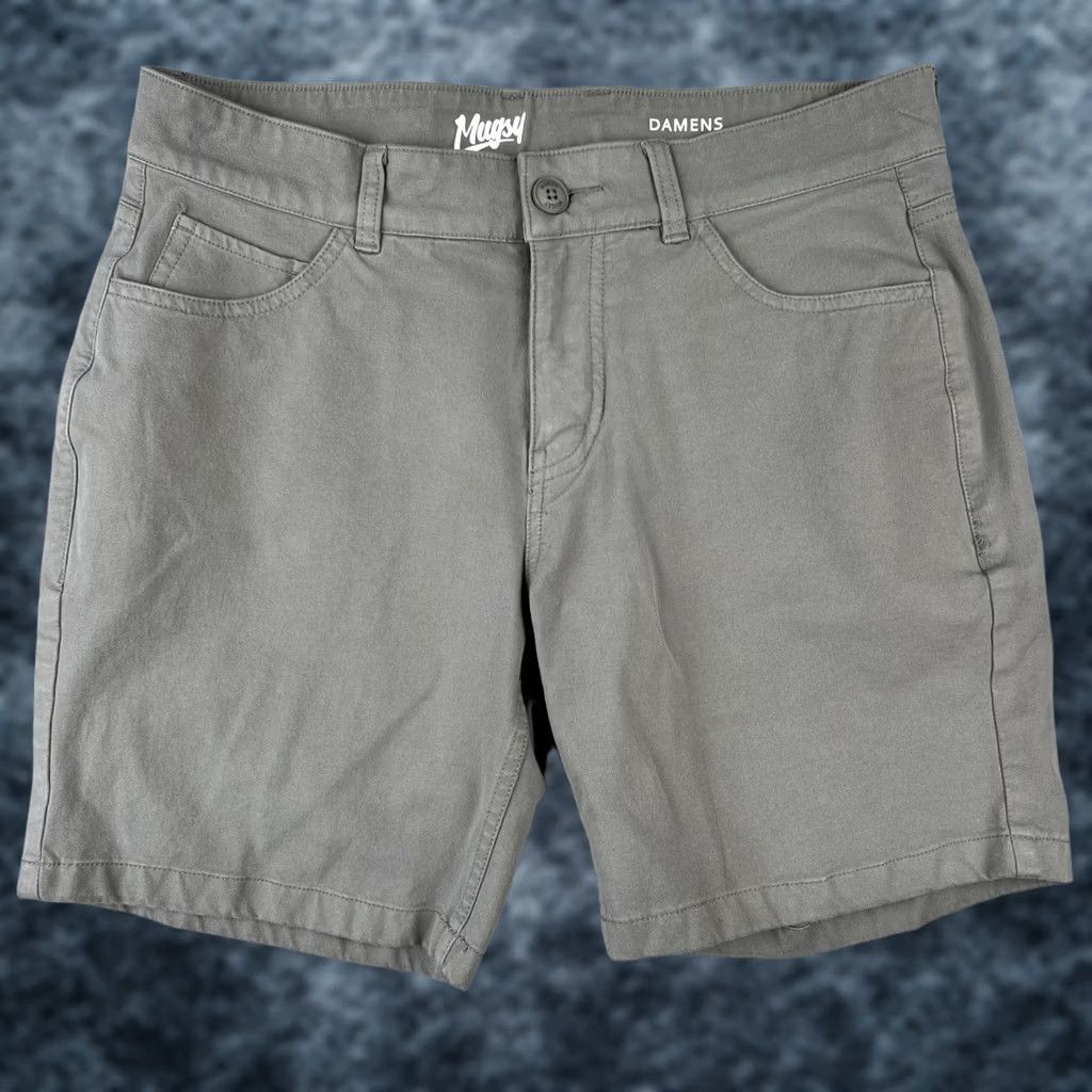 Vintage Mugsy Damens Chino Shorts Mens 30x7 Grey Cotton Stretch Flat Front Size US 30 / EU 46 - 1 Thumbnail