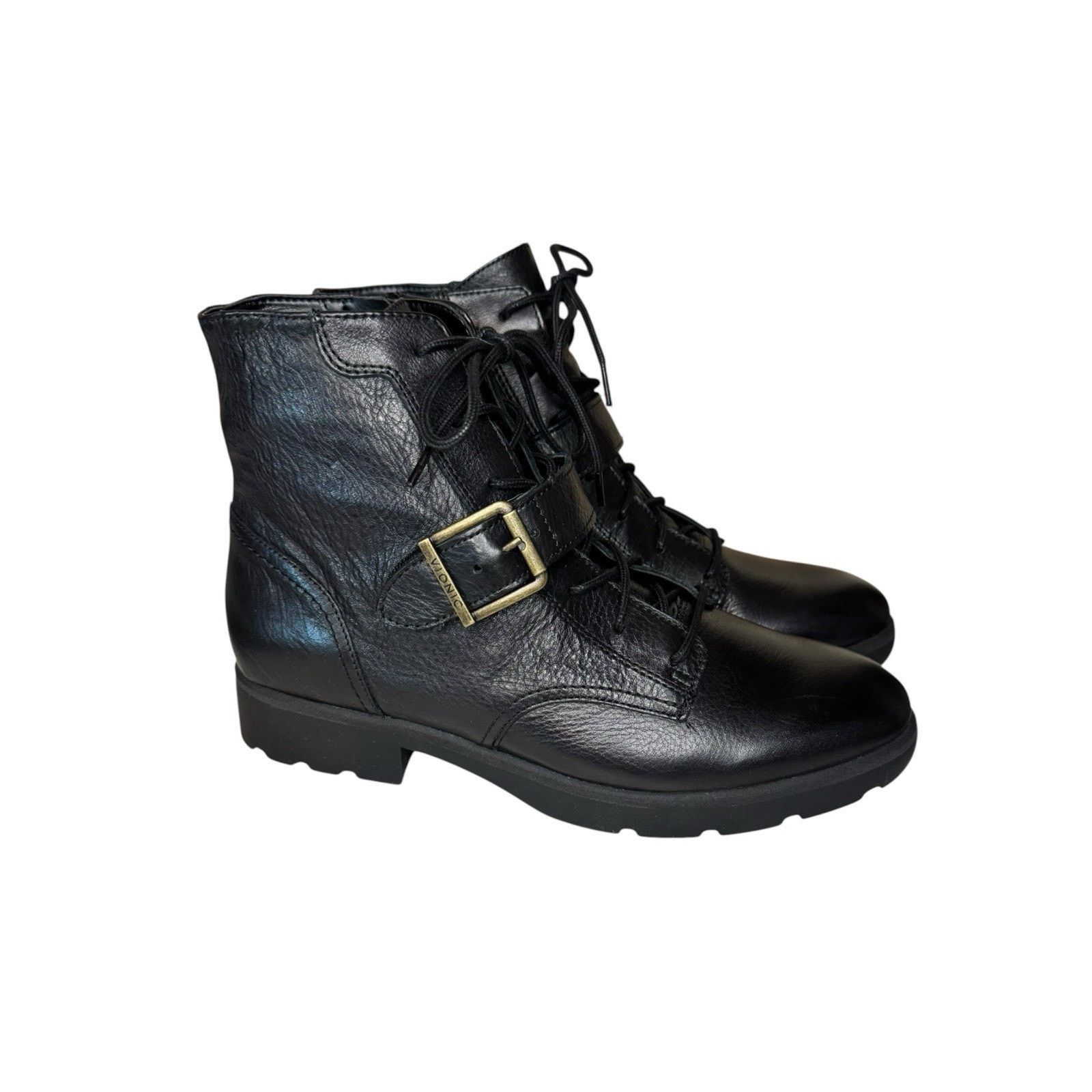 Vionic Vionic NEW Women's Black Leather Catina Combat Boots Size 9 Size US 9 / IT 39 - 3 Thumbnail