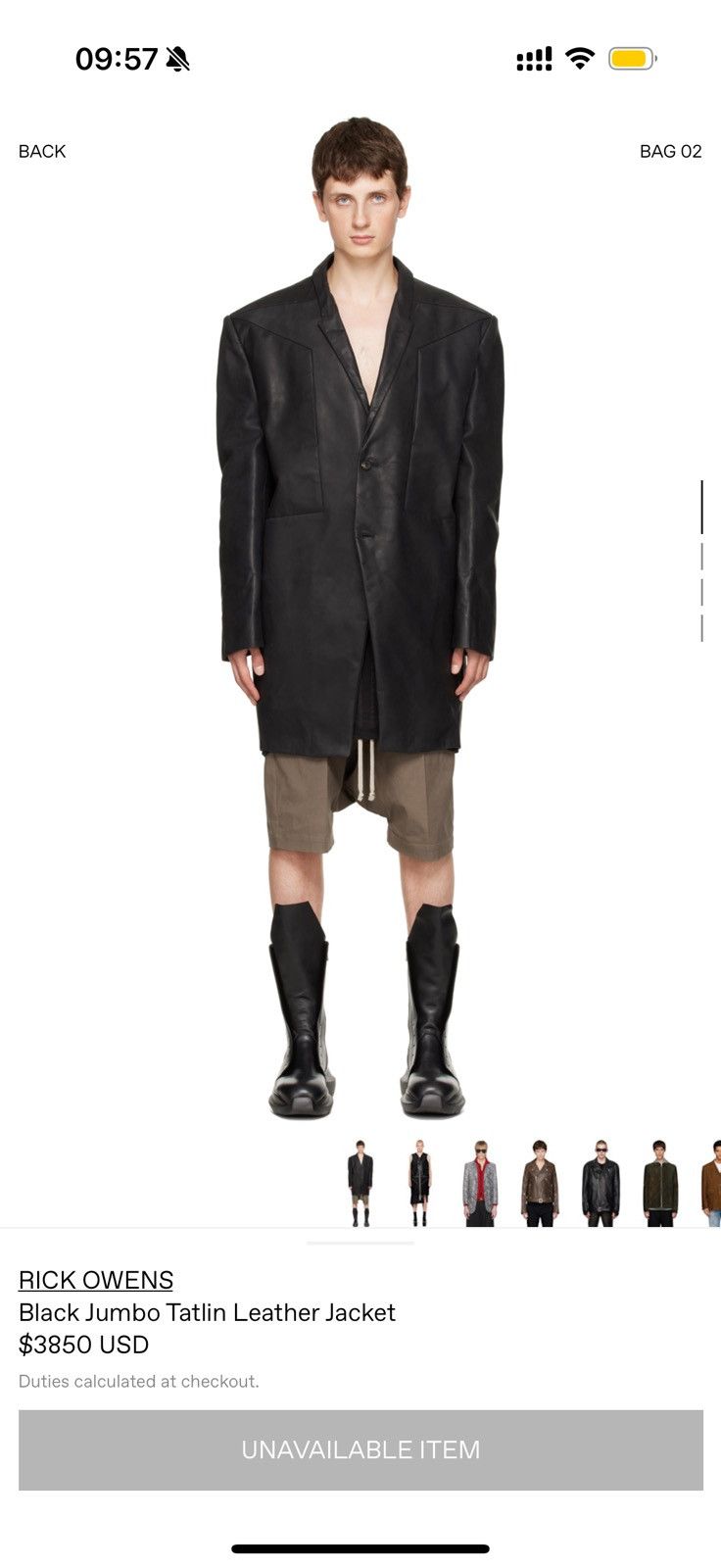 Rick Owens Rick Owens Black Jumbo Tatlin Leather Jacket Size US M / EU 48-50 / 2 - 5 Thumbnail