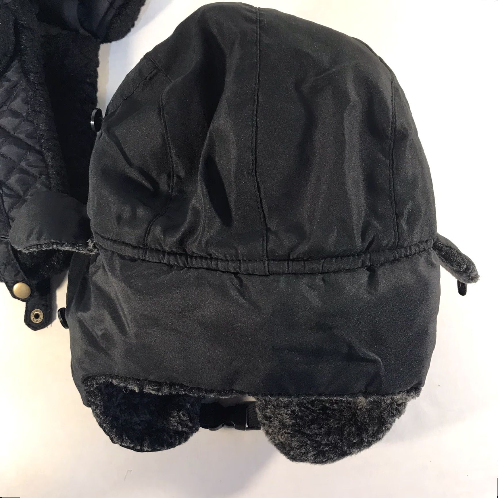 Vintage Unbranded Lot Of 2 Black Quilted Trapper Hats OSFA Size ONE SIZE - 4 Thumbnail