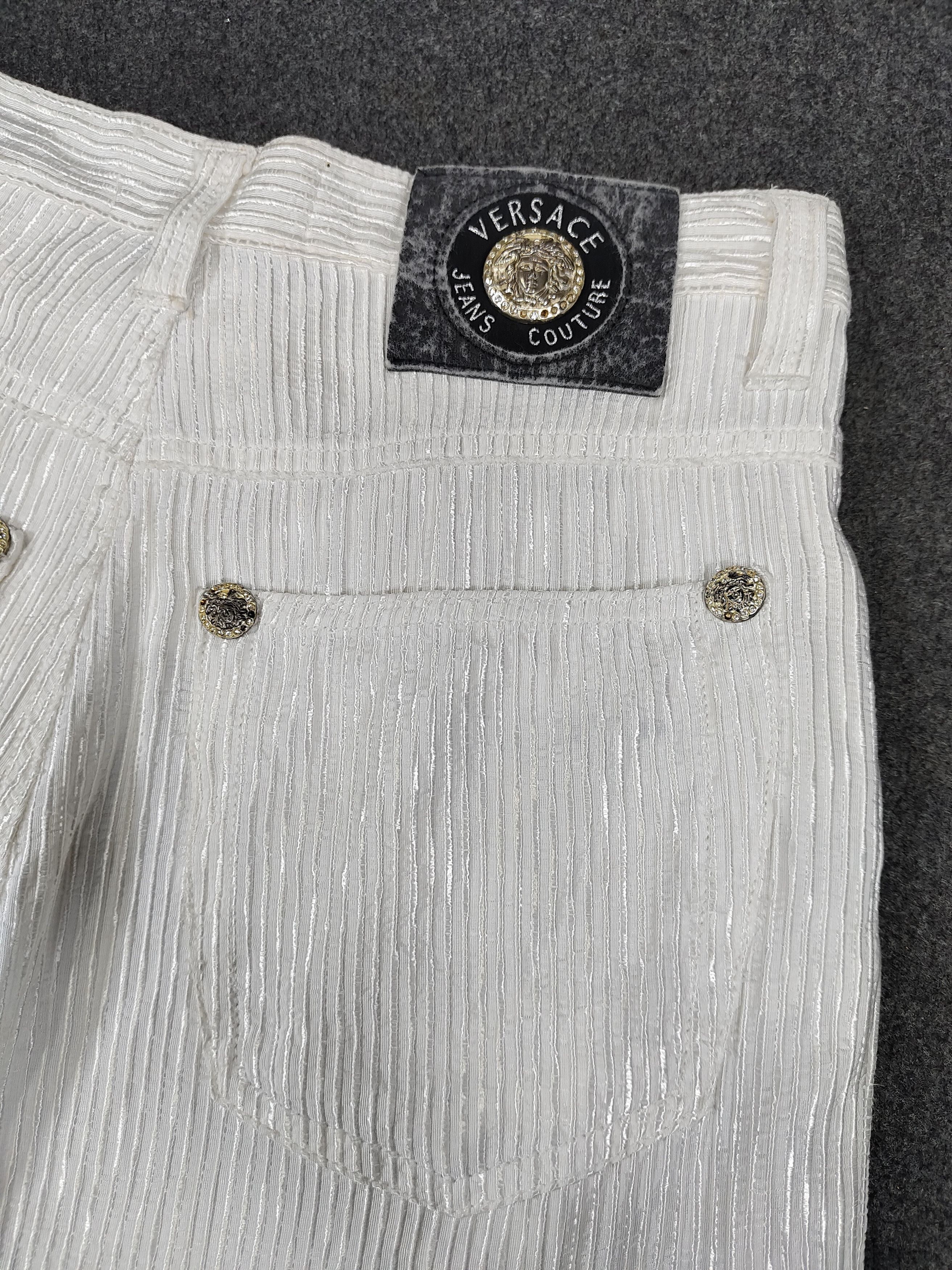 Versace Jeans Couture 90s Versace JC Archive Striped Textured Viscose Slim Trouser Size 29" - 6 Thumbnail