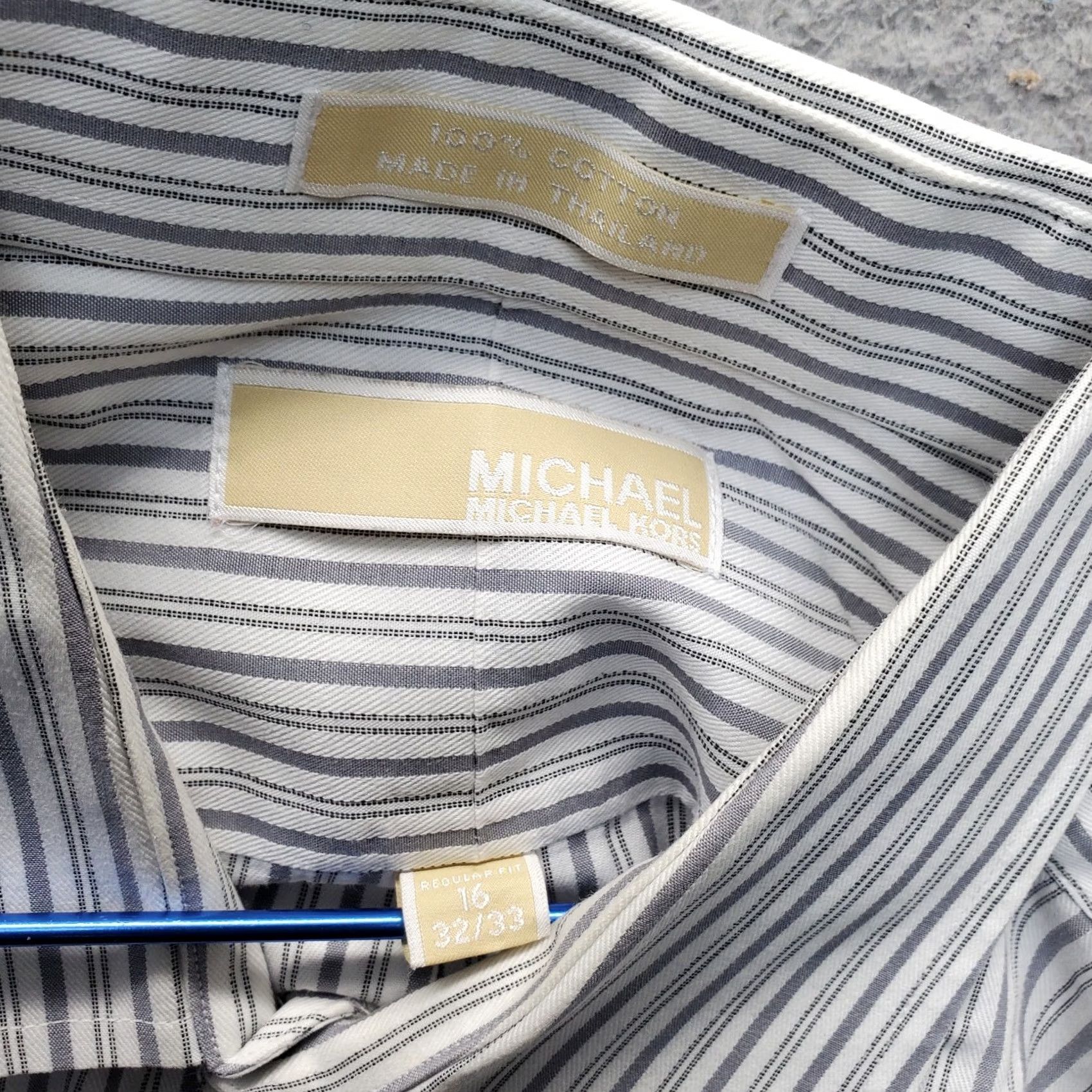 Michael Kors Michael Kors Dress Shirt Mens 16 Multi Striped Regular Fit Long Sleeve Button Up Size 42R - 6 Thumbnail