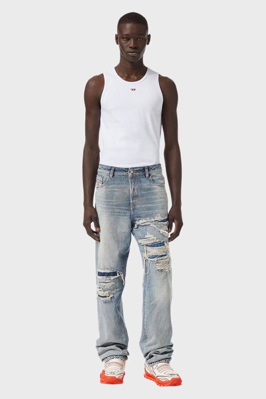 Diesel DIESEL D-Rekiv-Z Washed Distressed Jeans Ripped Denim 09C90 Size US 30 / EU 46 - 1 Thumbnail