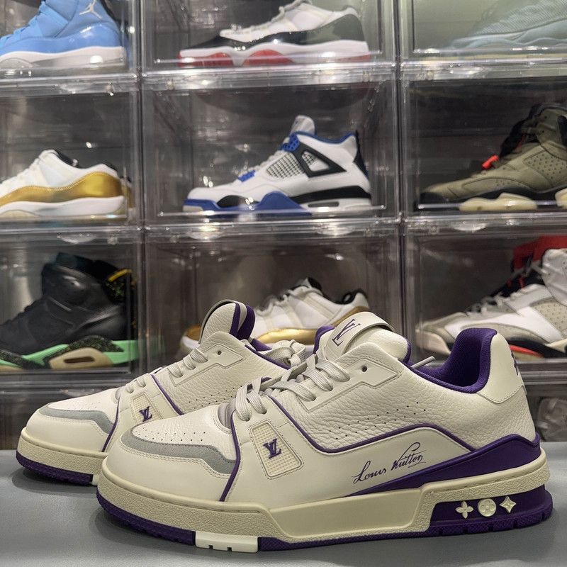 Louis Vuitton Louis Vuitton Low Top Trainer in White and Purple 0079 Size US 8.5 / EU 41-42 - 1 Thumbnail