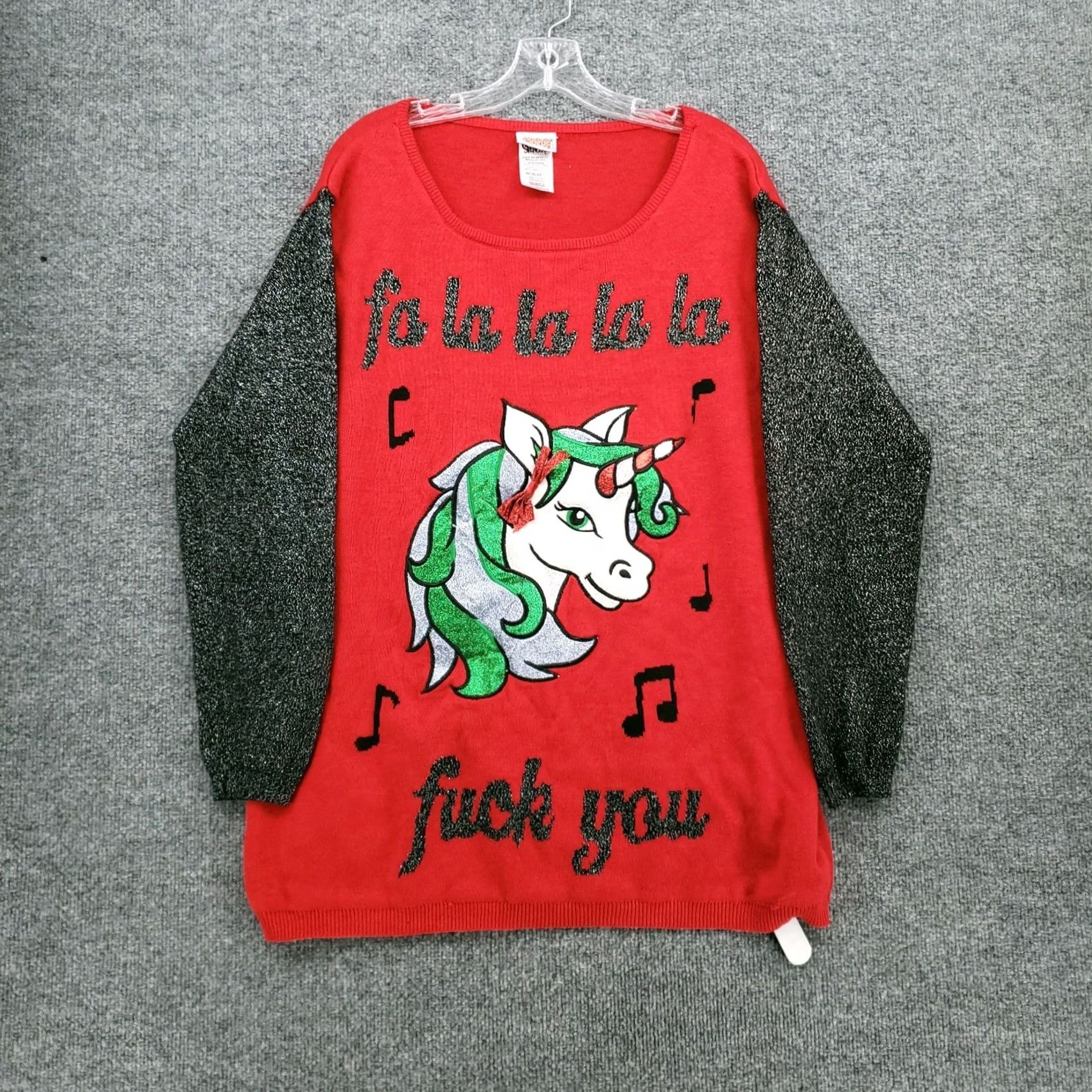 Vintage Spencers Sweater Womens XL Red Unicorn Light Up Ugly Christmas Tunic Pullover Size XL / US 12-14 / IT 48-50 - 2 Thumbnail