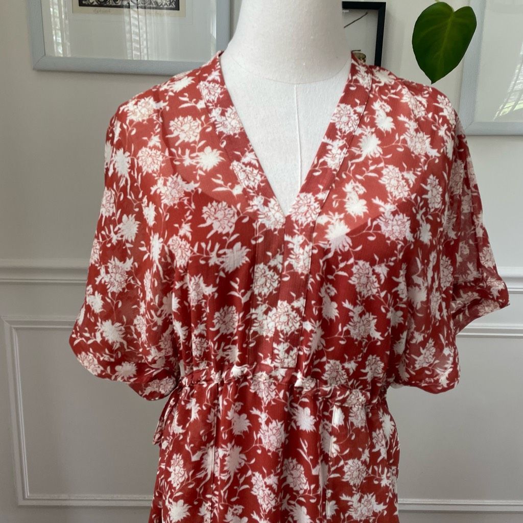 Rag & Bone NWOT Rag & Bone Elysse Midi Dress Rust Floral Chiffon $495 X Size XS / US 0-2 / IT 36-38 - 3 Thumbnail