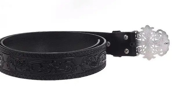 Japanese Brand Kagawa x Airi Retro black carved leather belt Size ONE SIZE - 3 Thumbnail