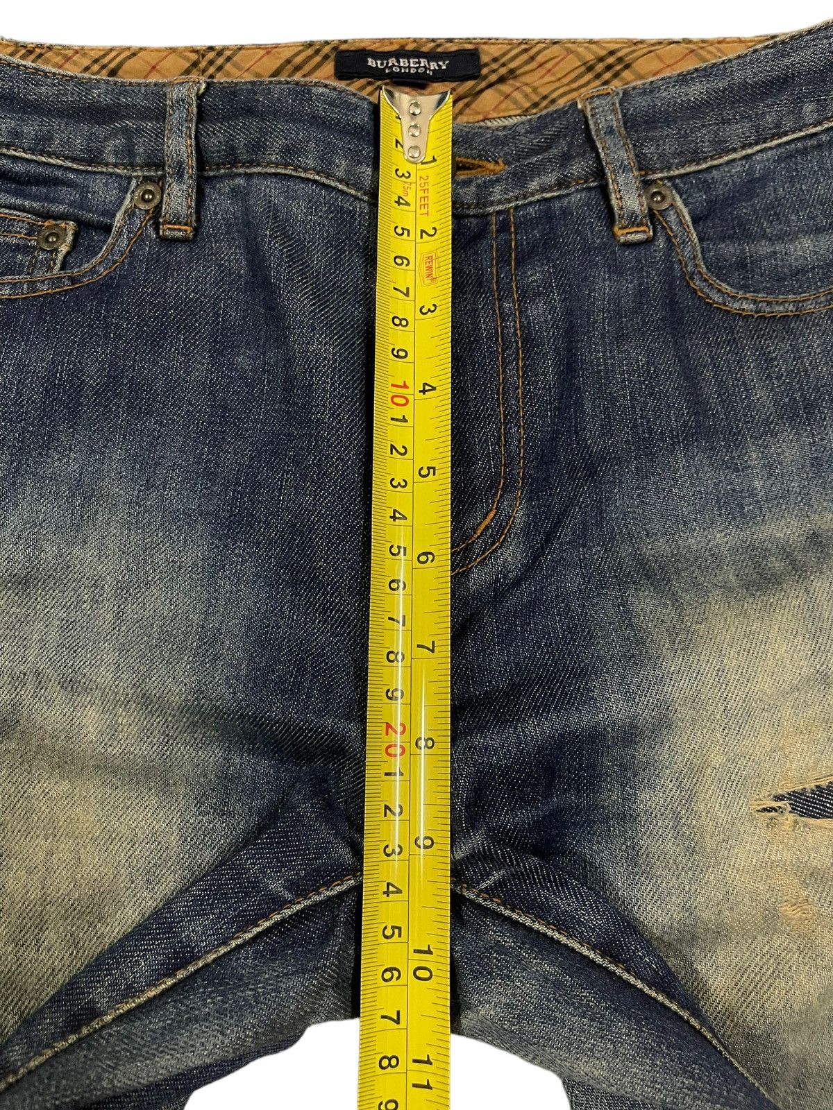 Burberry Vintage Burberry Blue Wash Style Checked Line Flare Jeans Size US 29 - 14 Thumbnail