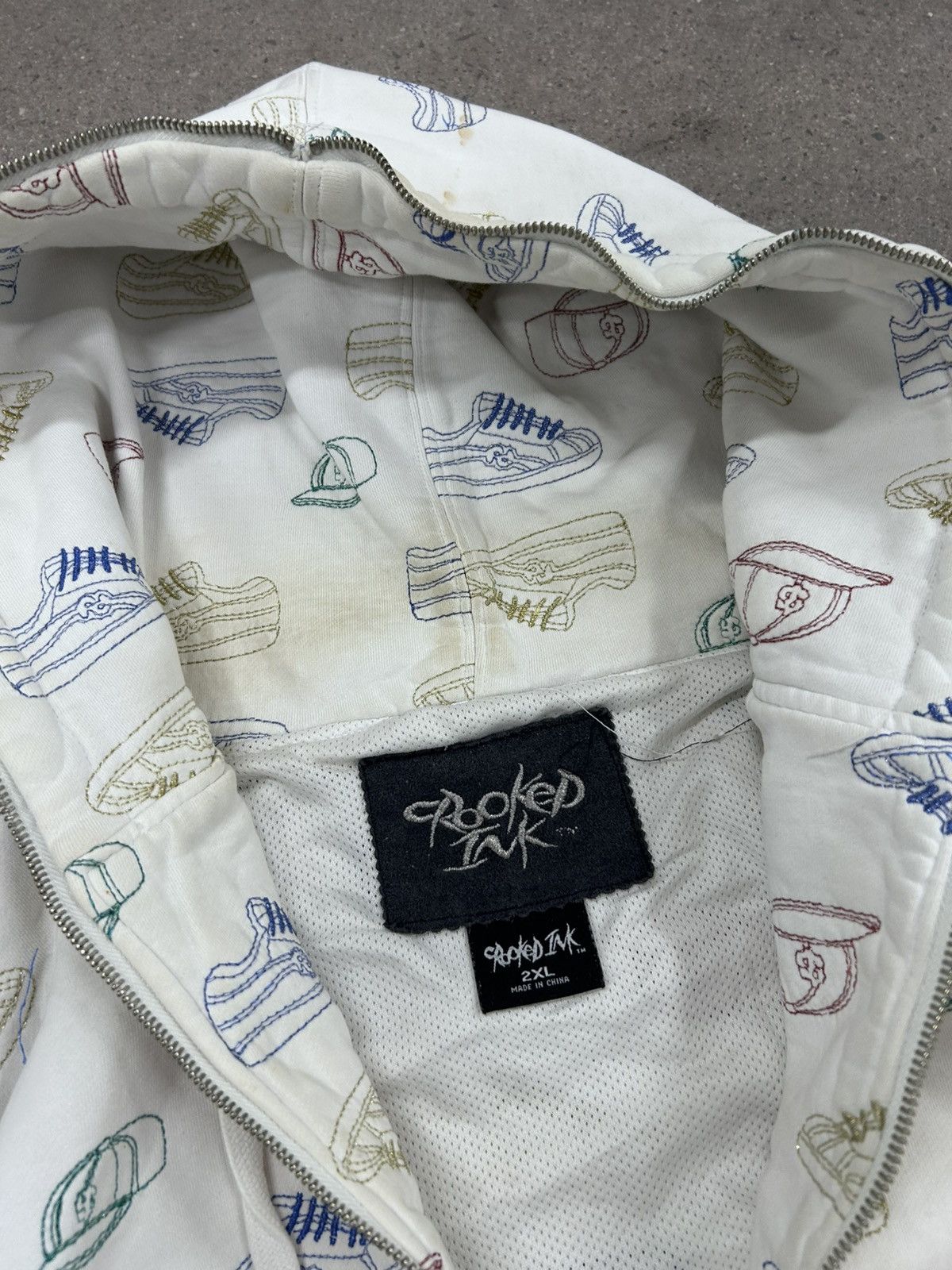 Vintage Vintage y2K Crooked Ink Shark Zip Full Hoodie Size US XL / EU 56 / 4 - 7 Thumbnail