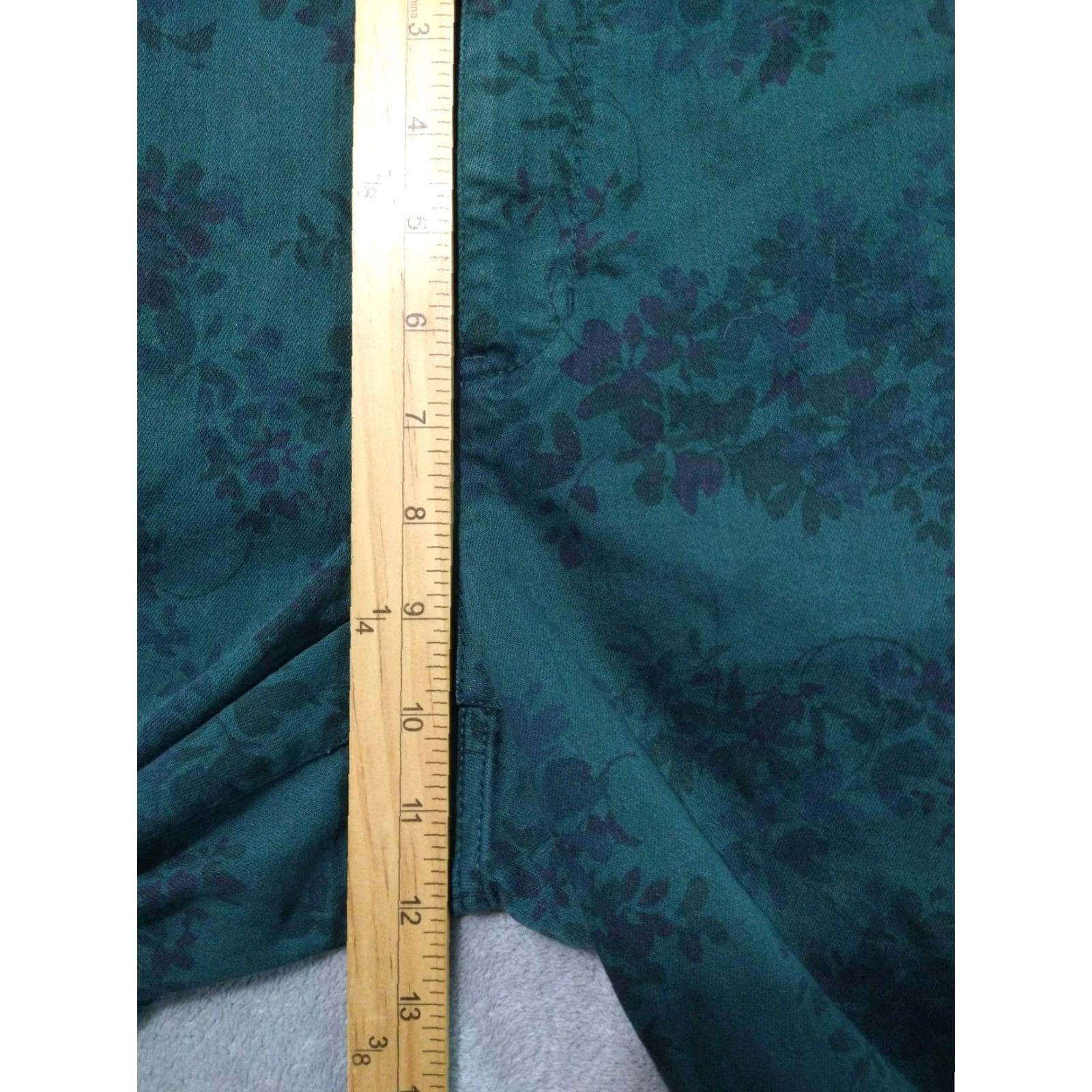 J. Jill J.Jill Jeans Denim Floral Slim Ankle Mid Rise 12 Green 5-Pocket Womens Size 34" / US 12 / IT 48 - 4 Thumbnail