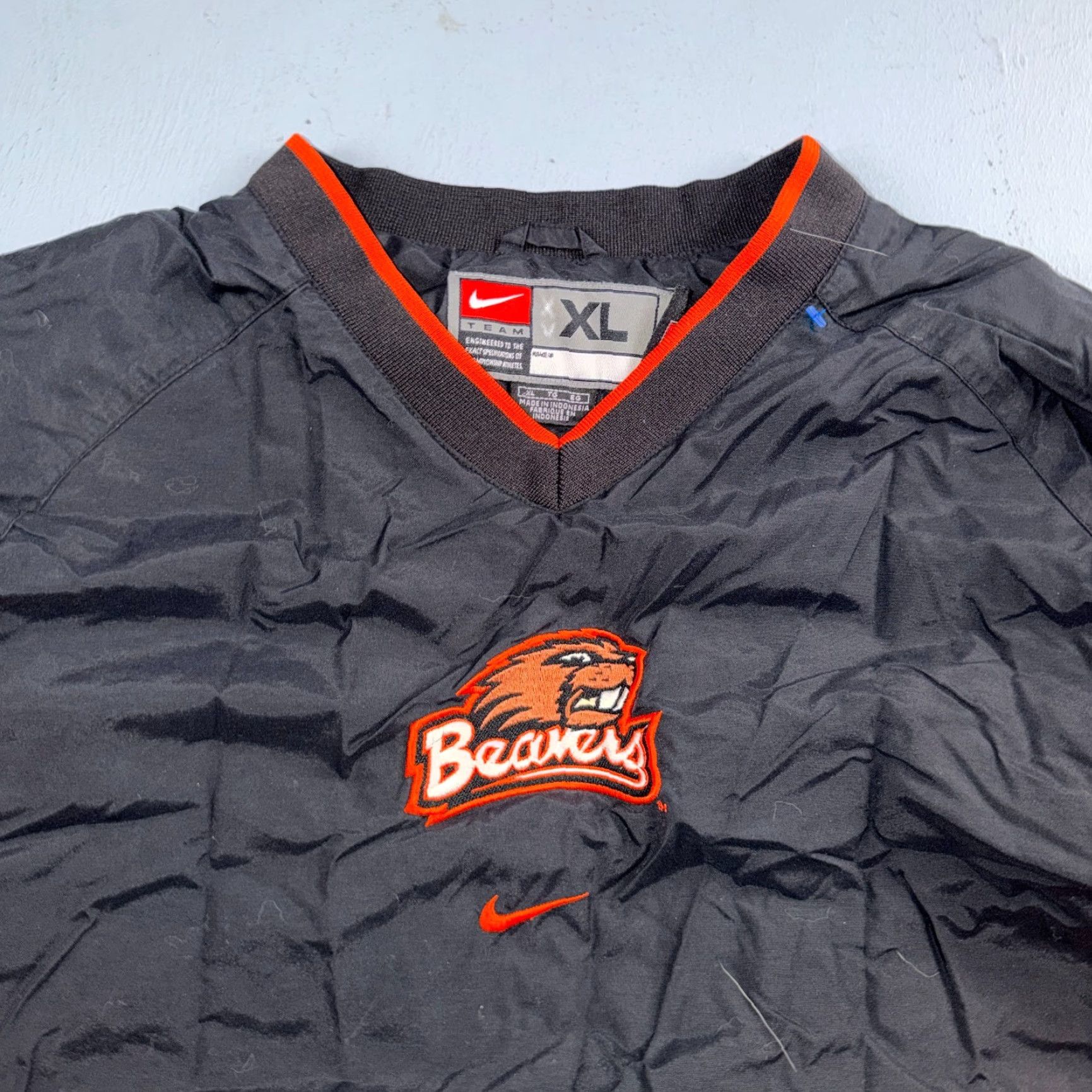 Nike VINTAGE Nike Oregon State University OSU Beavers Team Warm Up Jacket Center Swoosh Men XL Black Pullover Sweater Size US XL / EU 56 / 4 - 2 Thumbnail