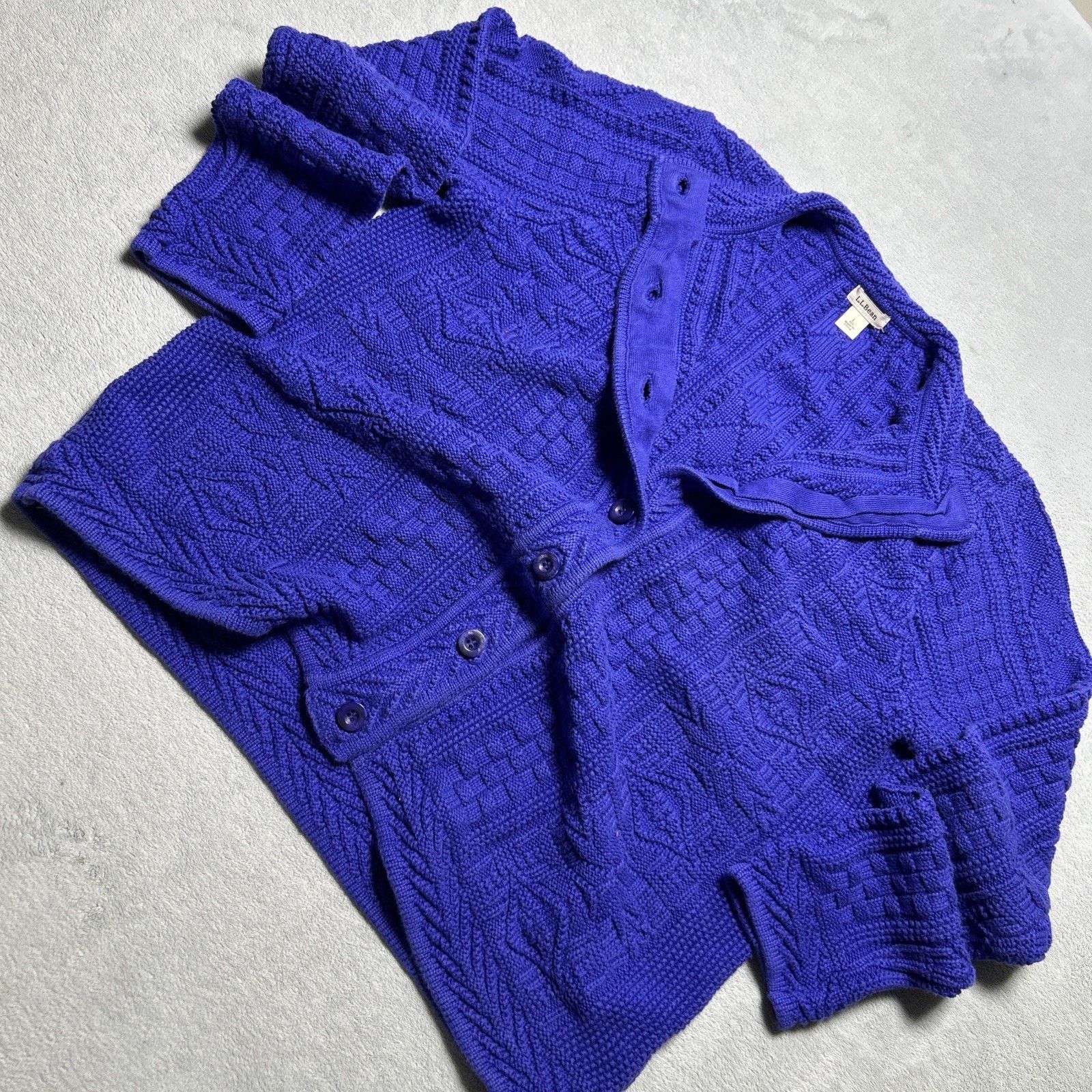 L.L. Bean LL Bean Diamond Knit Cardigan Sweater Womens Large Granola Size L / US 10 / IT 46 - 15 Thumbnail