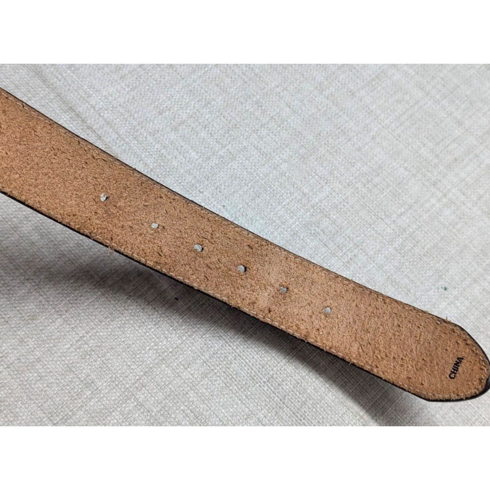 Vintage VINTAGE WESTERN BELT Men 46 Brown Cowhide Leather Basketweave Tooled Buckle 1-1/2" Wide Cowboy Belt Size 46 - 5 Thumbnail