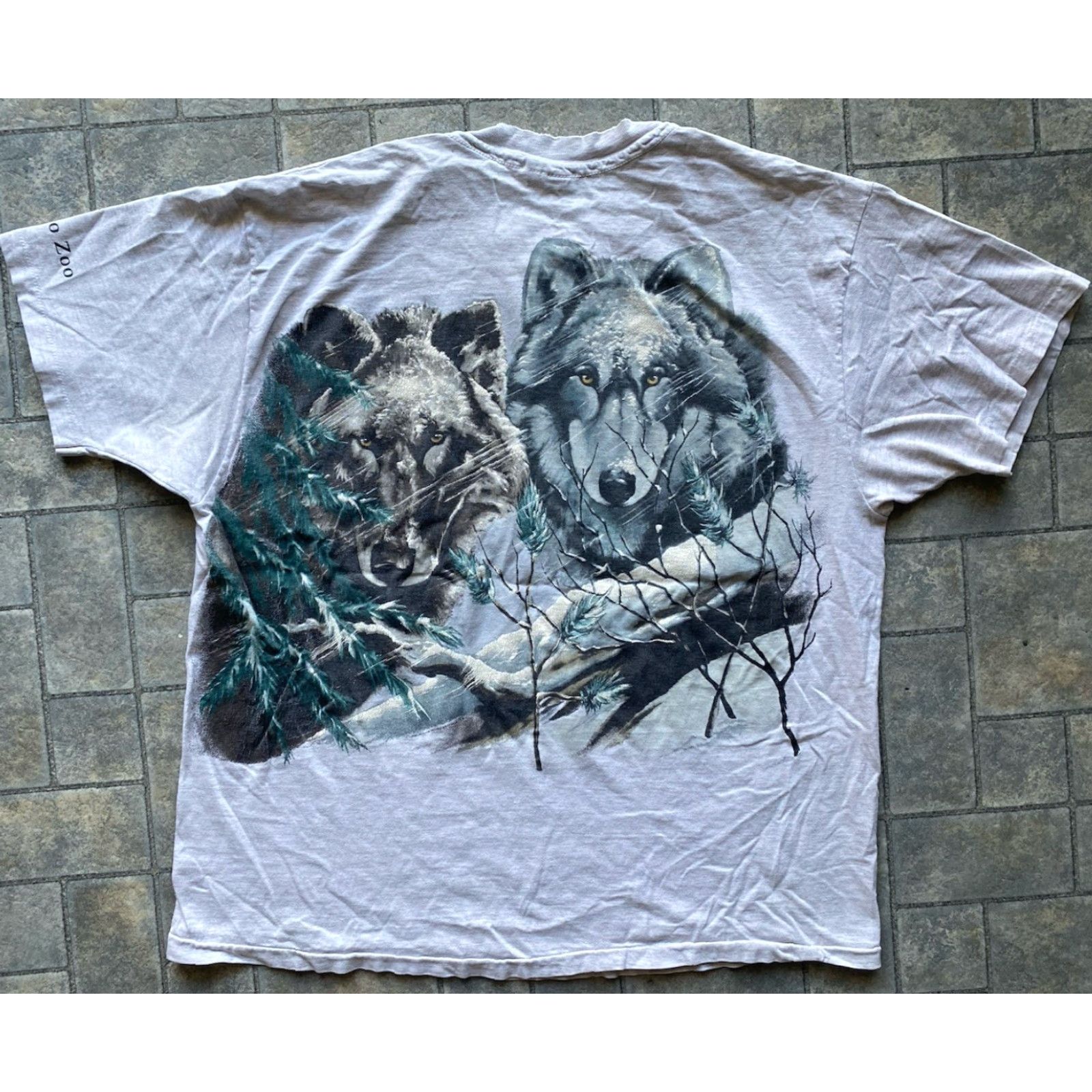 Hanes VINTAGE Hanes Beefy-T T-Shirt Men XL Gray Nature Wolf AOP Short Sleeve 90s Mens Size US XL / EU 56 / 4 - 3 Thumbnail