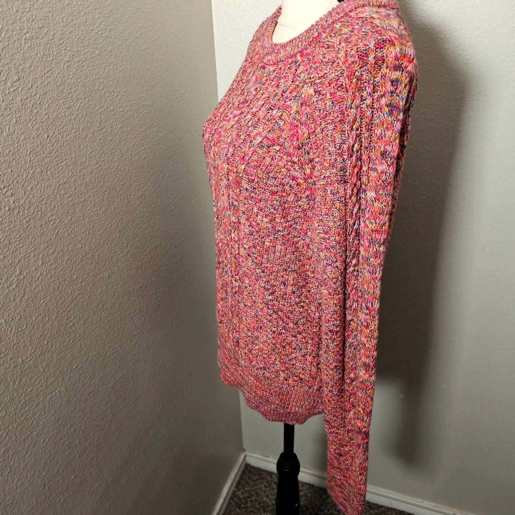 Gap Gap Pink Multicolor Cable Knit Cozy Long Sleeve Pullover Crew Neck Sweater M Womens Shirt Size M / US 6-8 / IT 42-44 - 2 Thumbnail