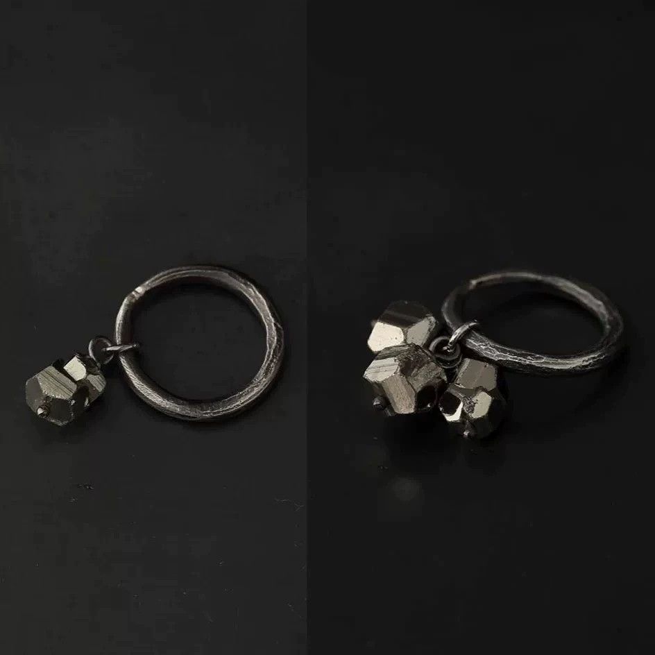 DETAJ Detaj Pyrite Oxidized Sterling Silver Ring 14+20 Size ONE SIZE - 3 Thumbnail