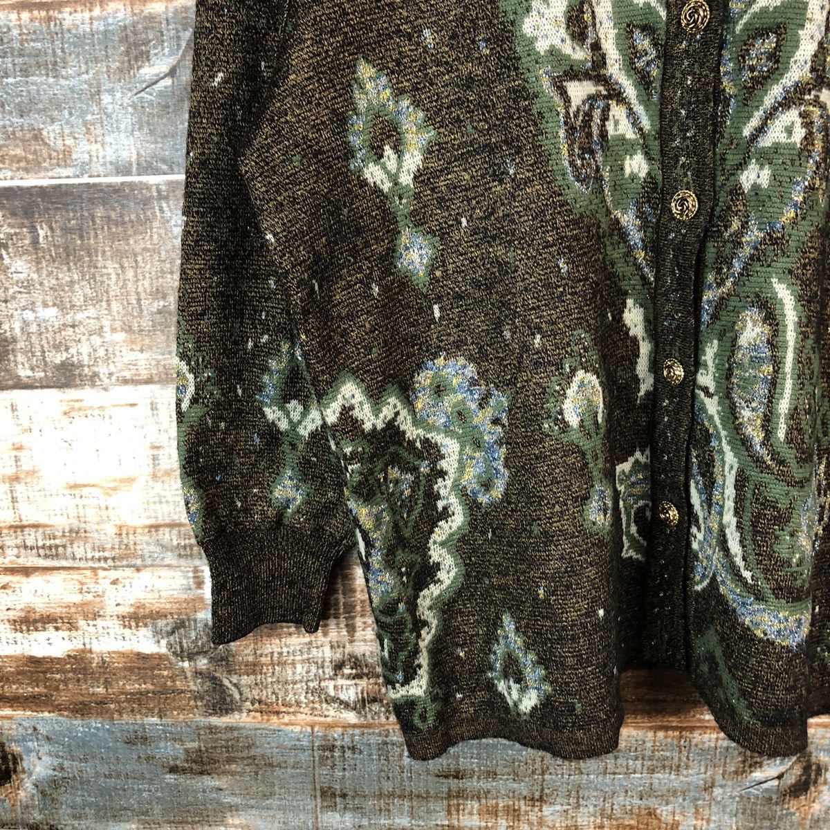 Japanese Brand × Vintage Manissa Christian vintage Brown Patterned Cardigans #A1339 Size L / US 10 / IT 46 - 7 Thumbnail