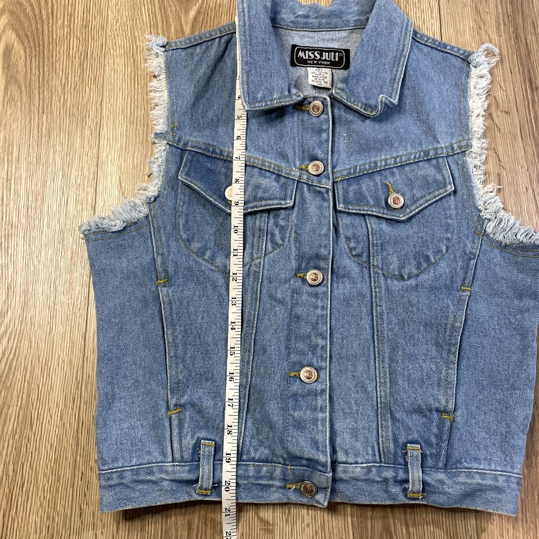 Denime Miss Juli Denim Vest Women's Small Sleeveless Blue Waist Length Casual 100% Cotton Size S / US 4 / IT 40 - 4 Thumbnail
