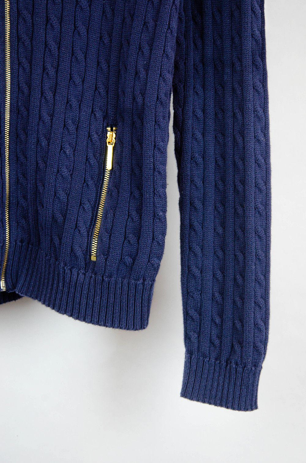 Lauren Ralph Lauren Lauren Ralph Lauren Cable Zip Sweater – Navy – Size M Size M / US 6-8 / IT 42-44 - 3 Thumbnail
