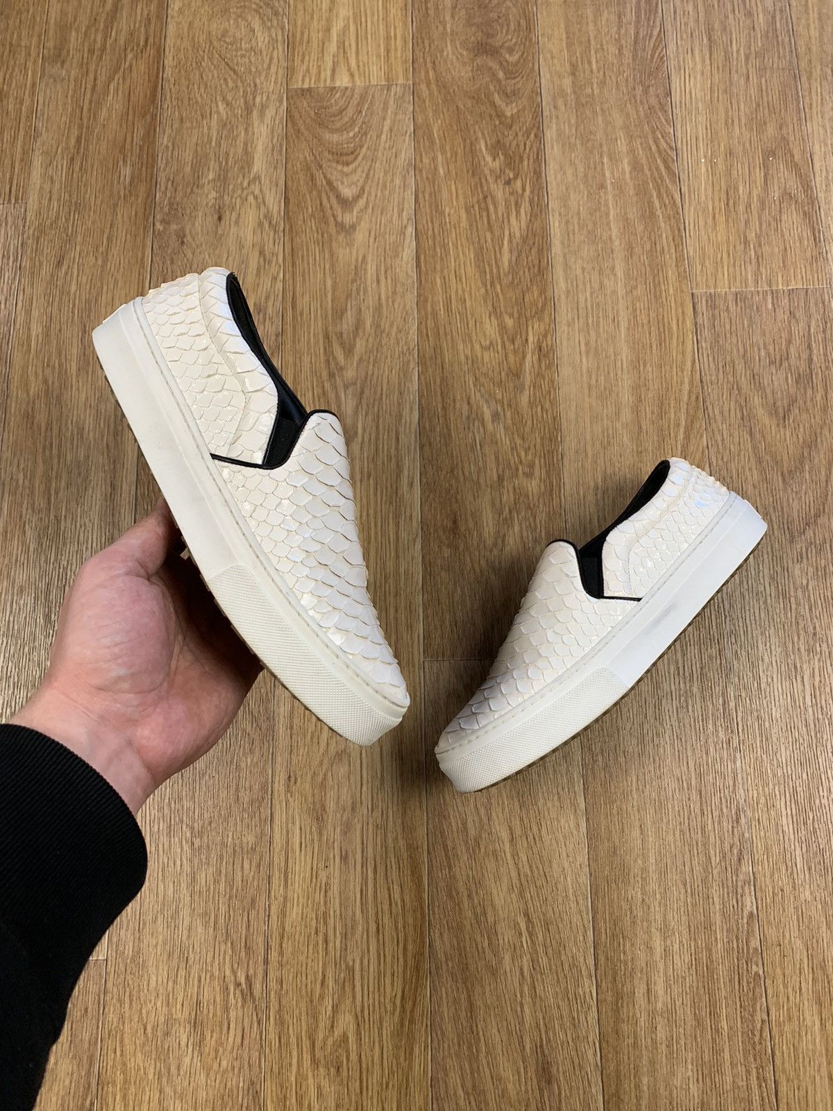 Celine Celine White Glossy Python Slip On Sneakers Size 37 Size US 7 / IT 37 - 1 Thumbnail