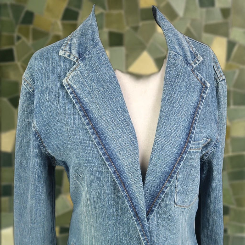 Vintage VINTAGE Star Jeans Denim Blazer Jacket M Women Blue 90s Casual Long Sleeve Button Closure Size 32" / US 10 / IT 46 - 1 Thumbnail