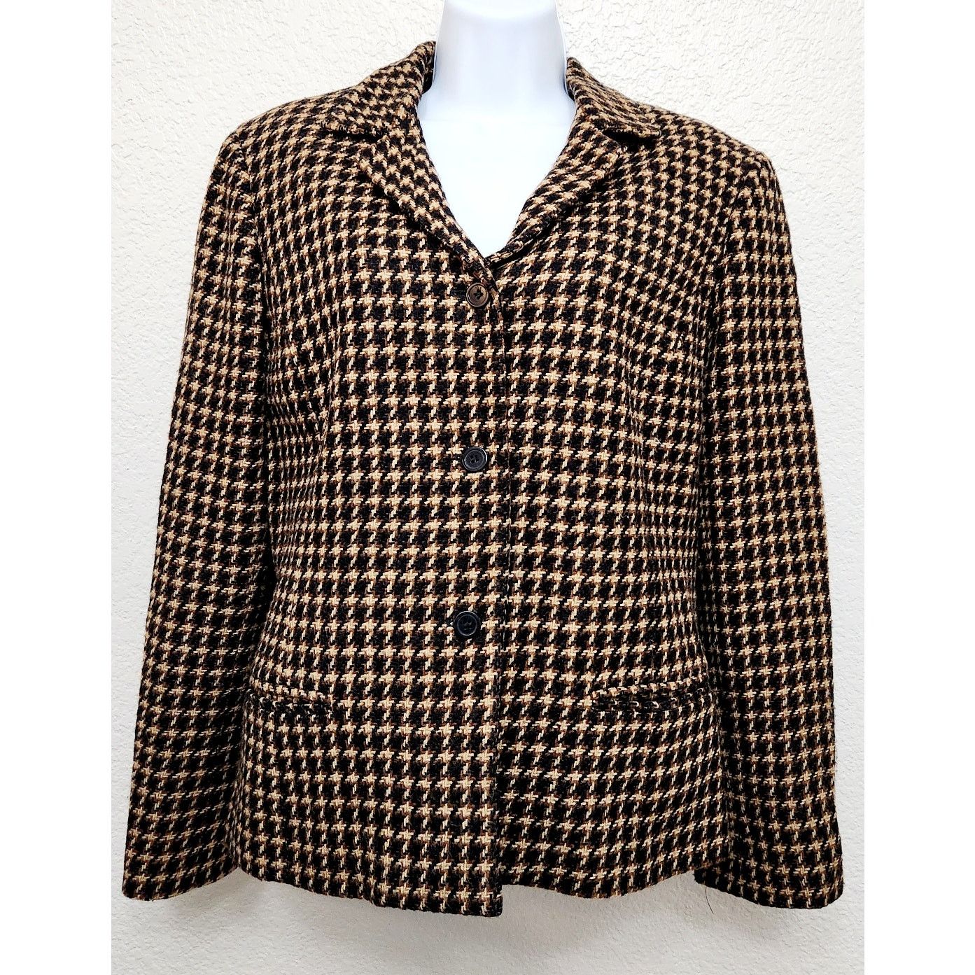 Other VTG Liz Claiborne Brown Tan Hounds Tooth Blazer 14 Petite Size XL / US 12-14 / IT 48-50 - 1 Thumbnail