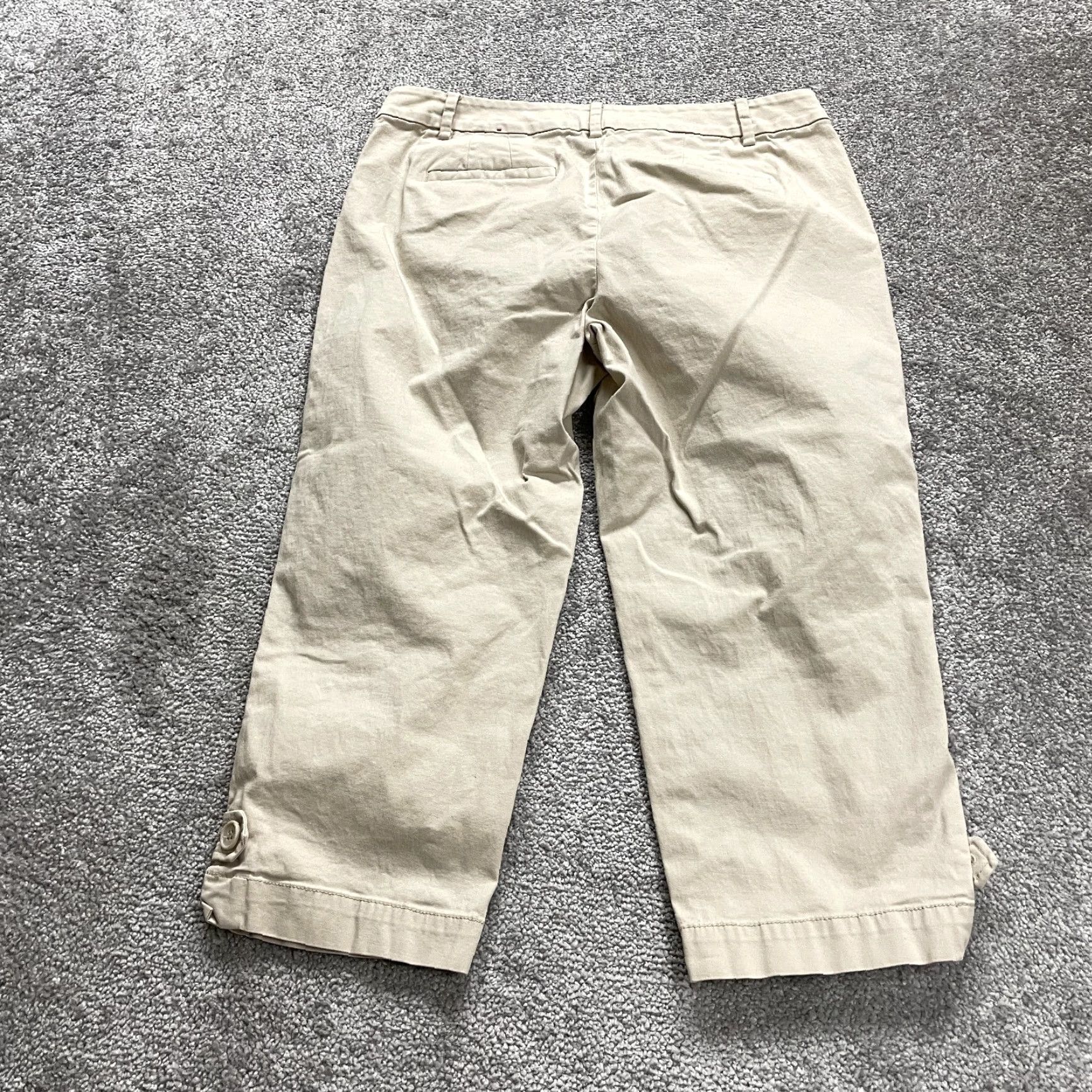 Talbots VINTAGE Talbots Cropped Pants Womens Petite 6P Beige Cotton Blend Straight Leg Casual Office Wear 30x19 Size 28" / US 6 / IT 42 - 2 Thumbnail