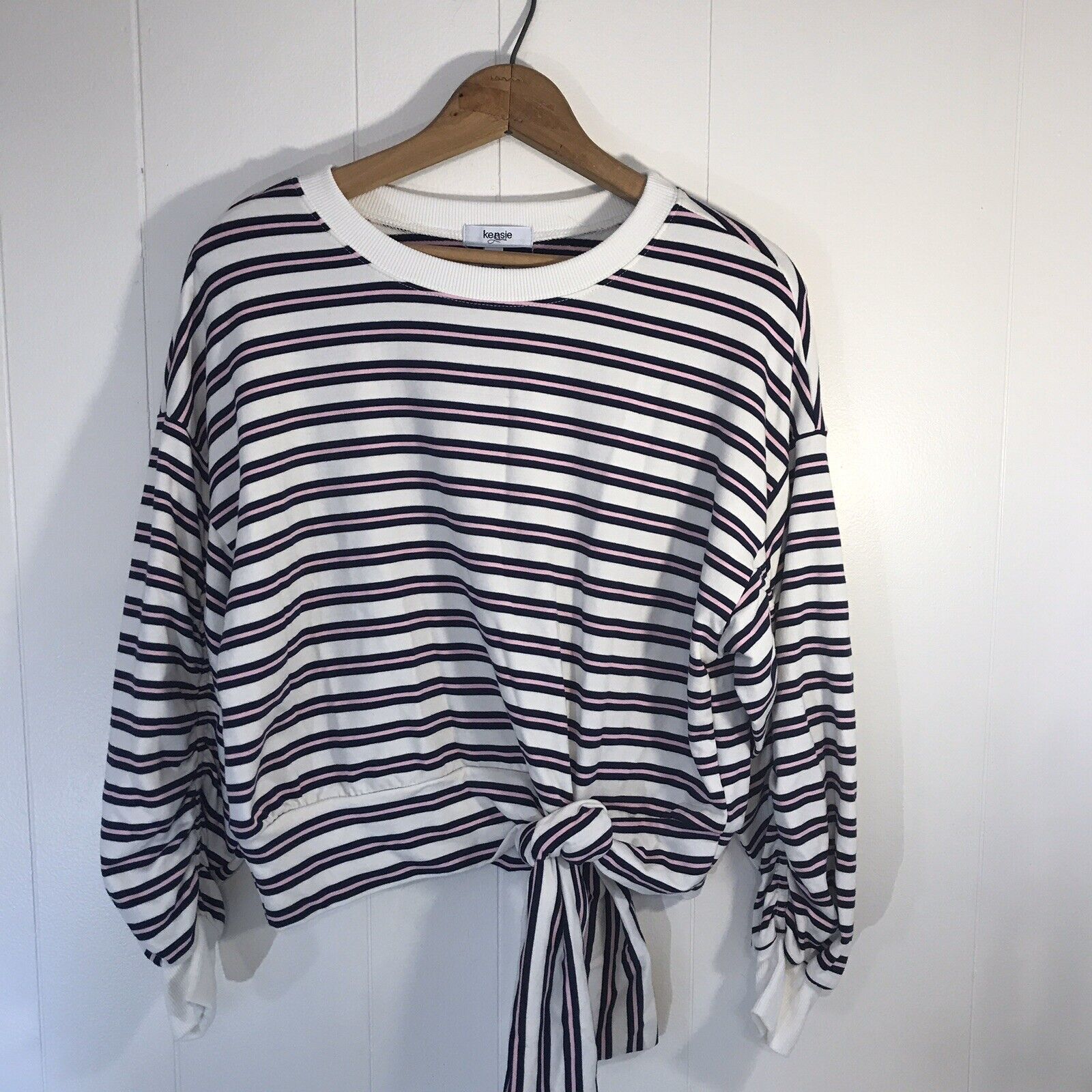 Other Kensie Striped Shirred 3/4 Sleeve Navy Pink Sweatshirt Small Size S / US 4 / IT 40 - 5 Thumbnail