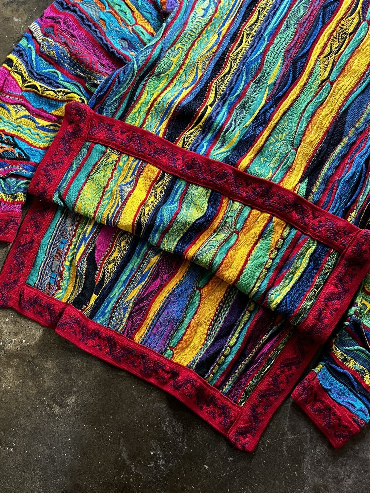 Coogi 1990s Rare Coogi Australia 3D Rainbow Pattern Knitted Jacket Size US L / EU 52-54 / 3 - 3 Thumbnail