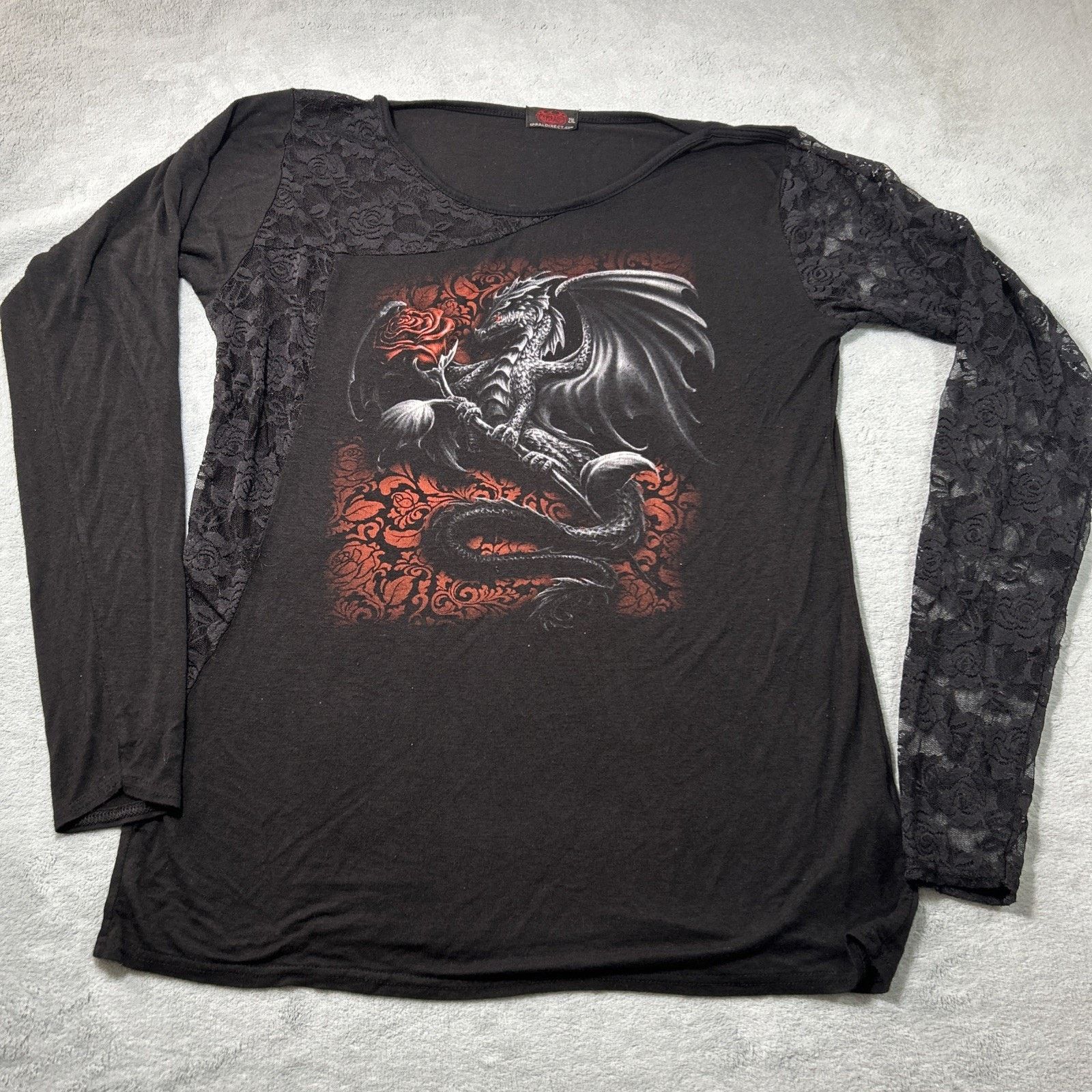 Affliction Spiral Direct Gothic Affliction Style Top 2XL Dragon Floral Size XXL / US 16-18 / IT 52-54 - 2 Thumbnail