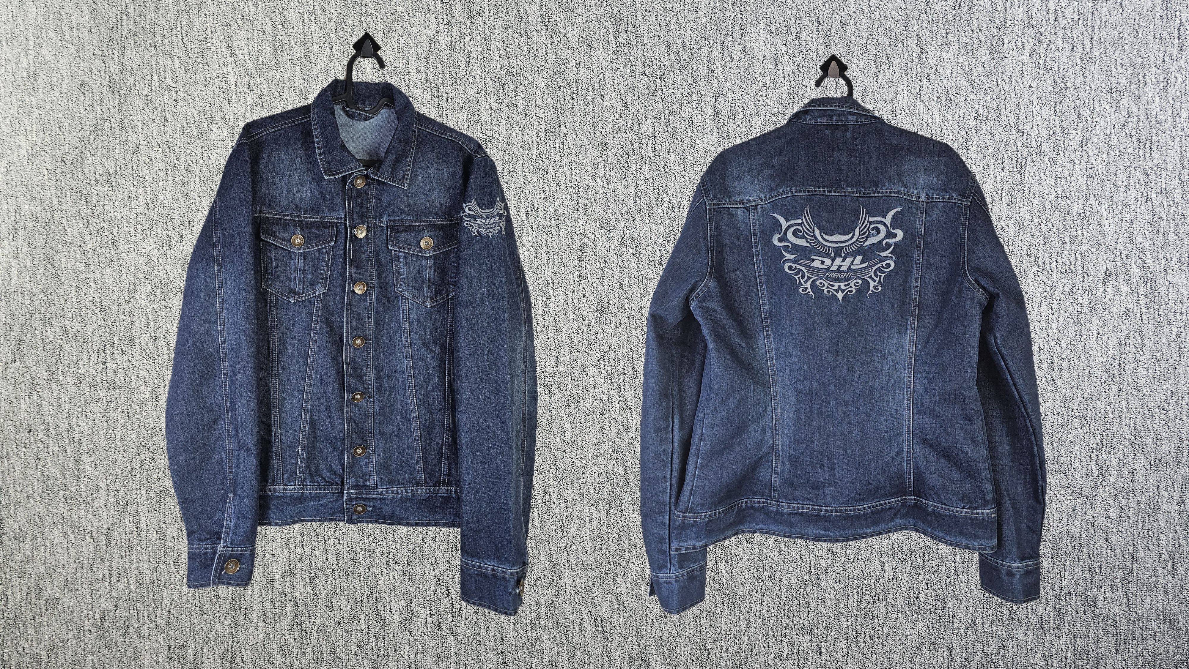 DHL Vintage Y2K DHL Embroidered Denim Jacket (Vetements Style) Size L / US 10 / IT 46 - 1 Thumbnail