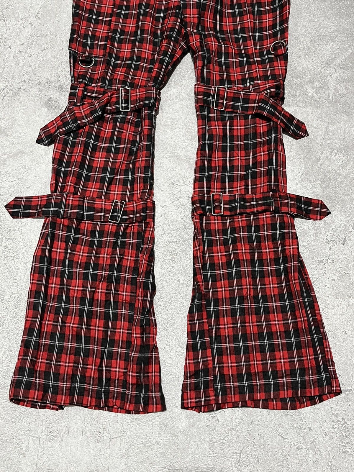 Japanese Brand Mad Punk Tartan Bondage Flare Pants Size 26" / US 2 / IT 38 - 2 Thumbnail