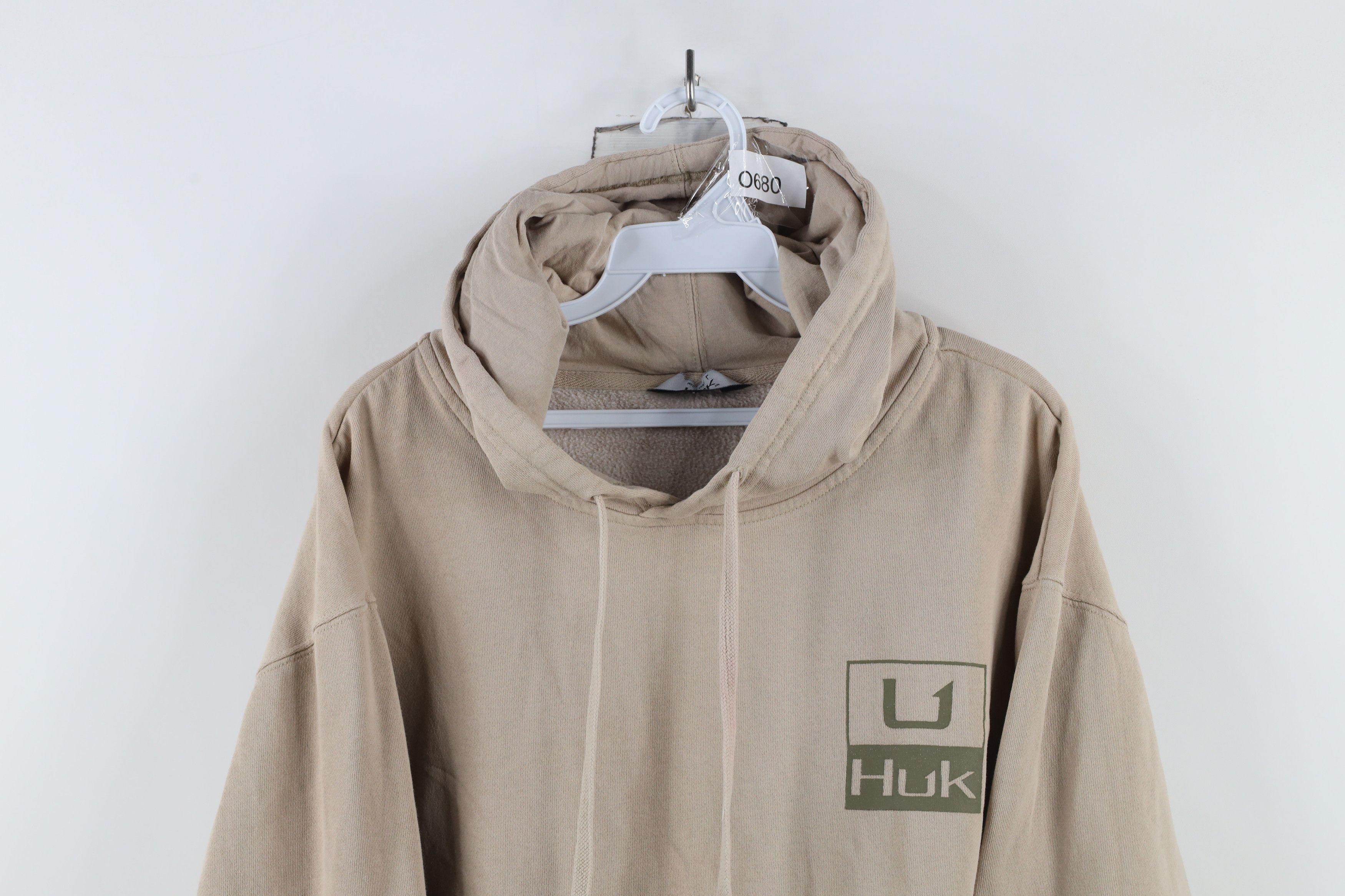 Vintage Huk Fishing Spell Out Hoodie Sweatshirt Beige Khaki Tan Size US L / EU 52-54 / 3 - 2 Thumbnail