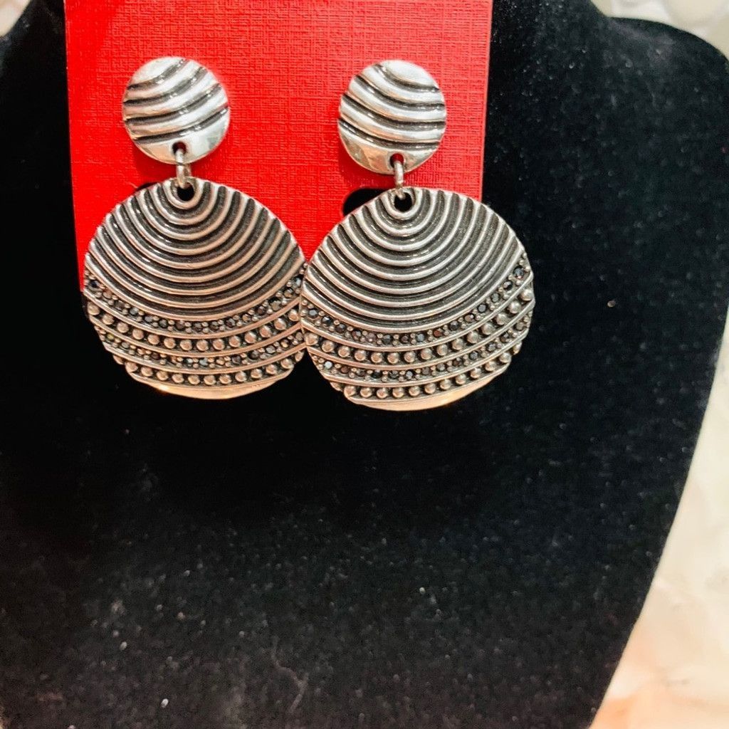 Other Black Silver with CZ BN Earrings Size ONE SIZE - 3 Thumbnail