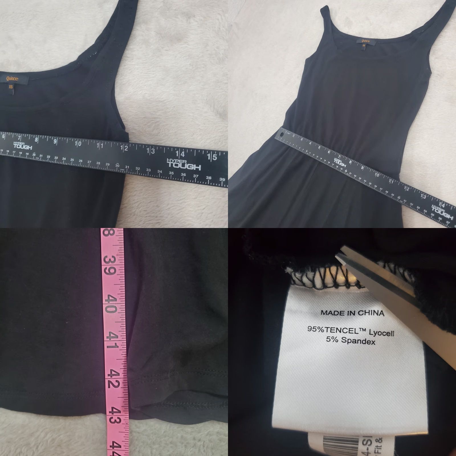 Quince Quince Dress Women XS Black Midi Sleeveless Jersey Lyocell Spandex Pockets Minimalist Fit & Flare Tank Sundress Size XS / US 0-2 / IT 36-38 - 8 Thumbnail