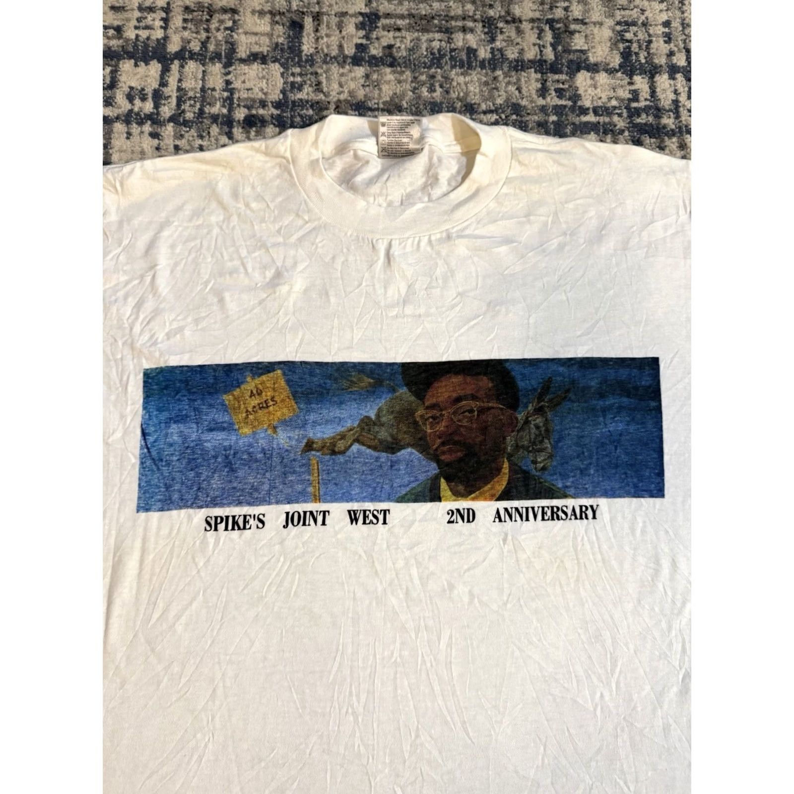 Vintage VINTAGE Spikes Joint 40 Acres And A Mule Spike Lee 1993 Movie Graphic Print Logo Double-Sided Crew Neck Short Sleeve Cotton White T Shirt Sz XL Men Size US XL / EU 56 / 4 - 2 Thumbnail