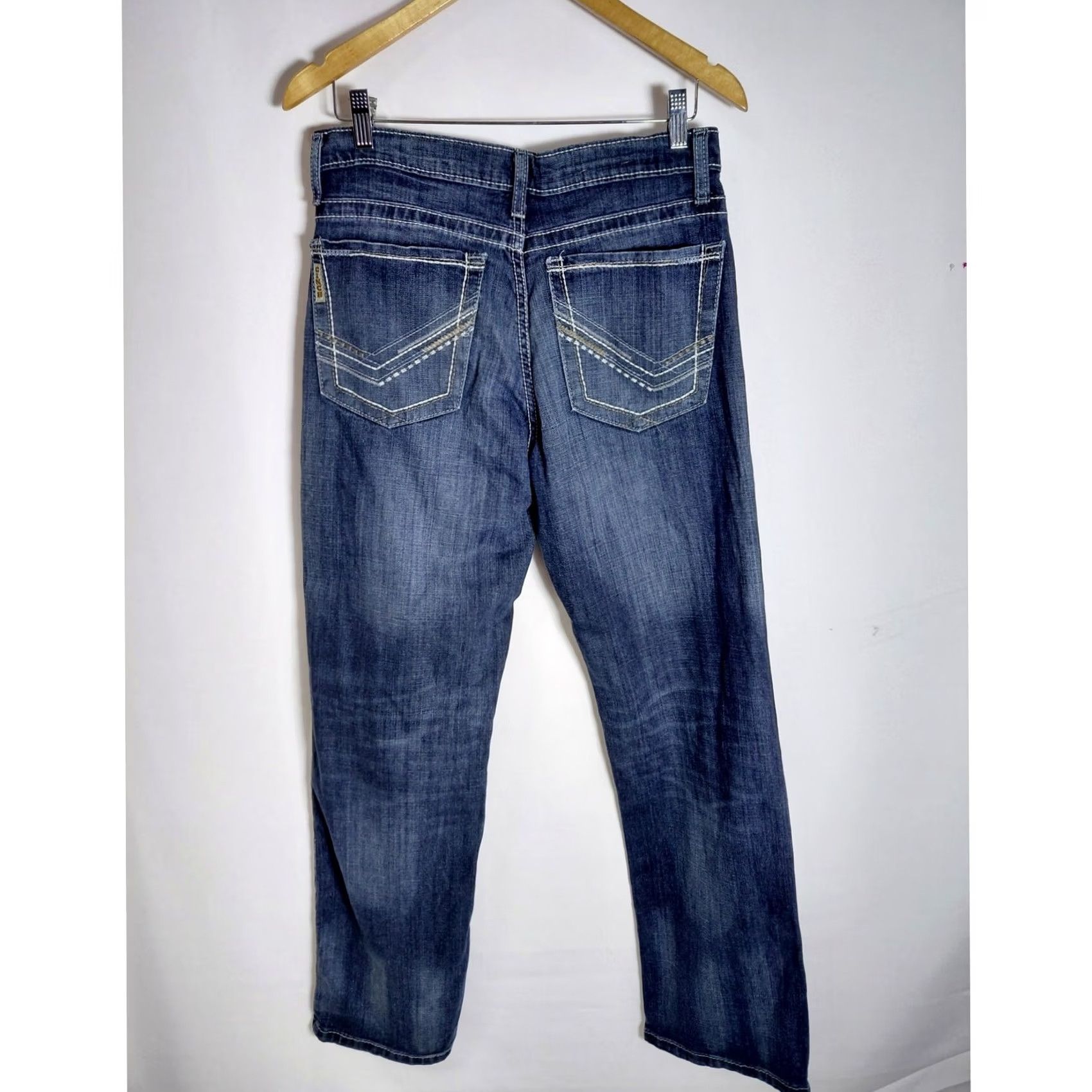 Denime Cinch Jeans Blue Solid Classic Men 31X32 Denim Stretch Regular Front Zip Zip Closure M/L Rise Mid 10-12 in Size US 31 - 2 Thumbnail