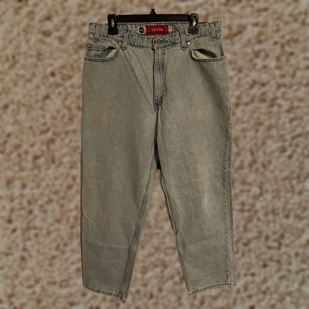 Levi's VINTAGE Levi's Silvertab Jeans Baggy Distressed USA 35x30 Mens Jeans Regular 35in Inseam Blue Cotton Denim 1996 Size US 35 - 1 Thumbnail