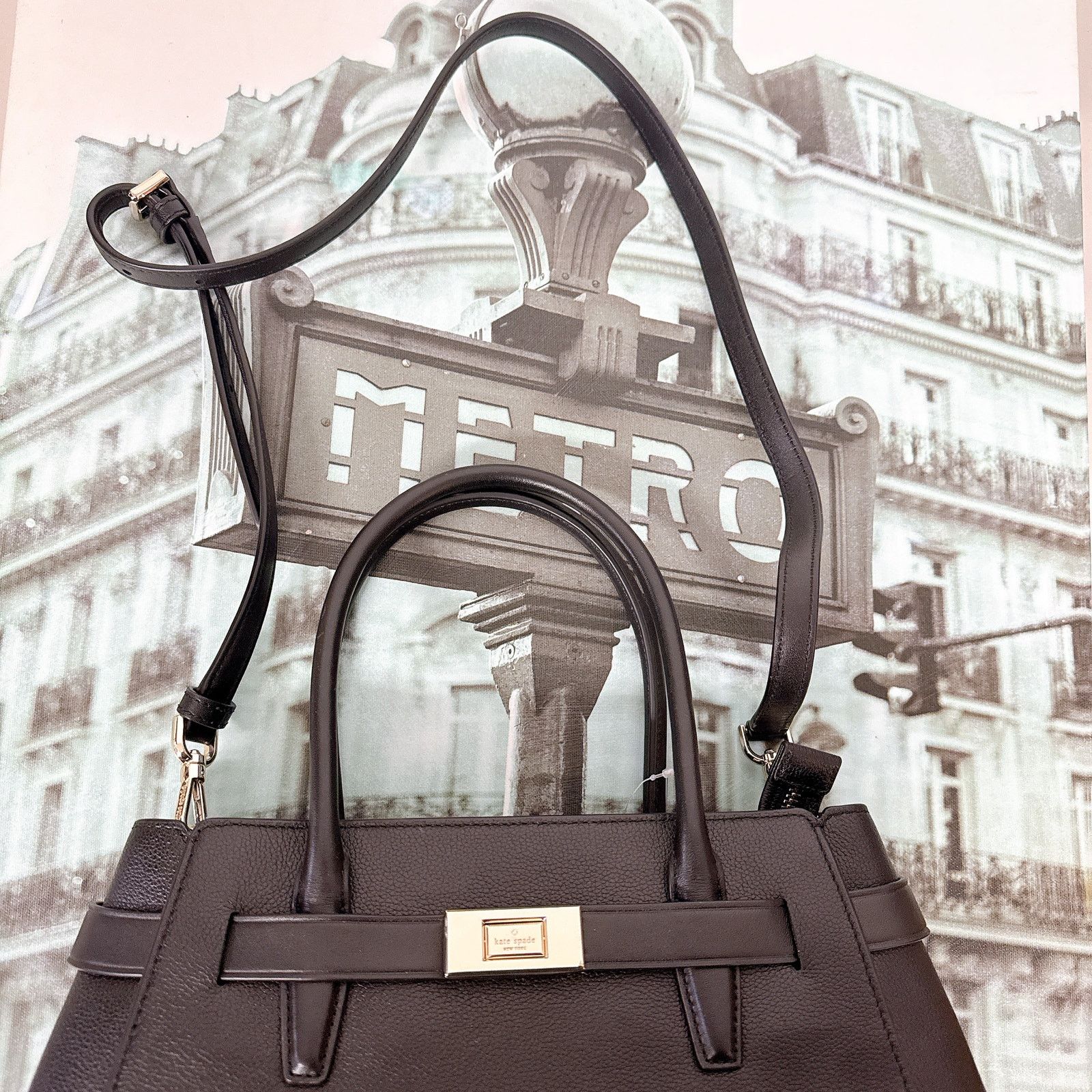 Kate Spade Kate Spade K7349 Lucia Medium Satchel IN Black Size ONE SIZE - 6 Thumbnail