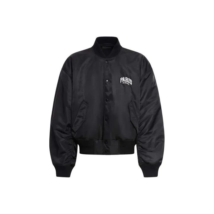 Balenciaga Balenciaga Black Logo Print Bomber Jacket 0079 Size S / US 4 / IT 40 - 1 Thumbnail