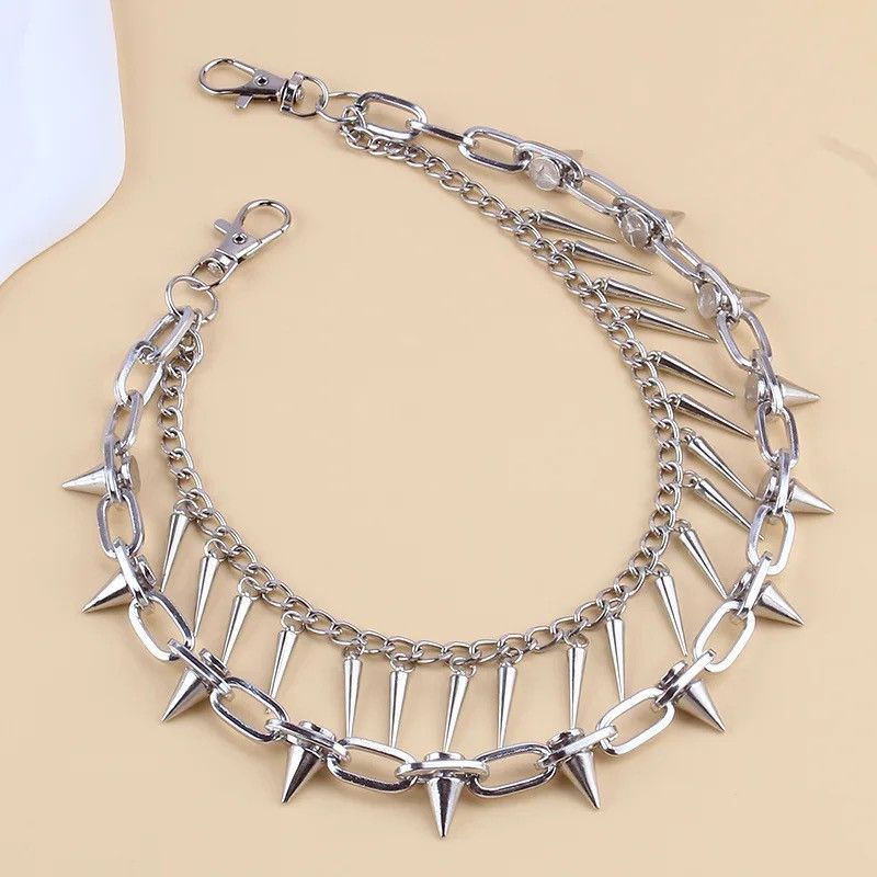 Jewelry Multilayer Jeans Pants Key Chain Rivet Tassel Waist Chain Size ONE SIZE - 3 Thumbnail