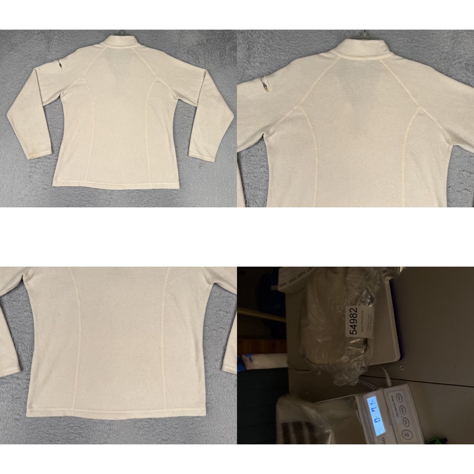 Vintage L.L. Bean Fleece Pullover Womens Medium White 1/4 Zip Mock Neck Pocket Hiking Apparel Casual Outdoor Size M / US 6-8 / IT 42-44 - 9 Thumbnail